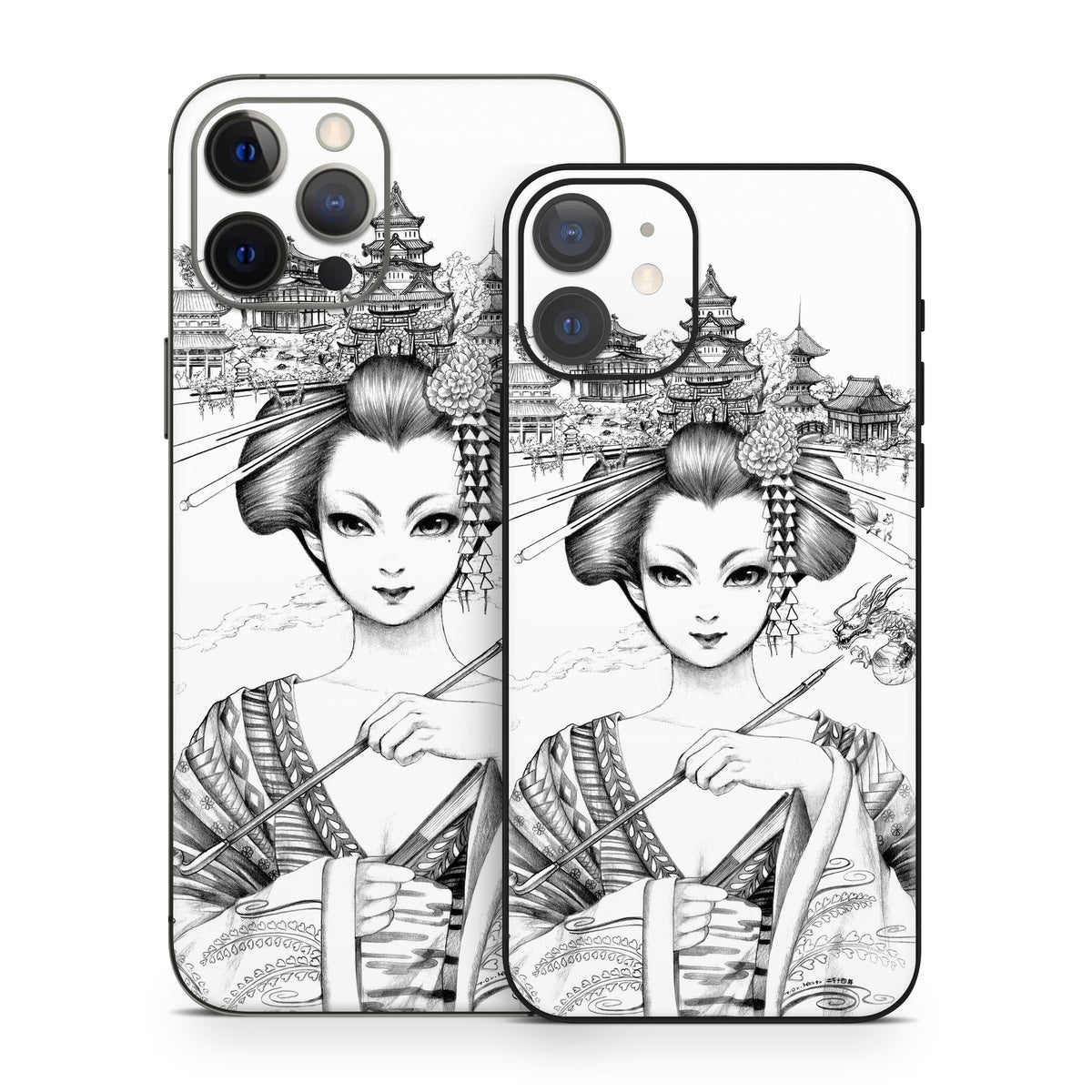 Geisha Sketch - Apple iPhone 12 Skin