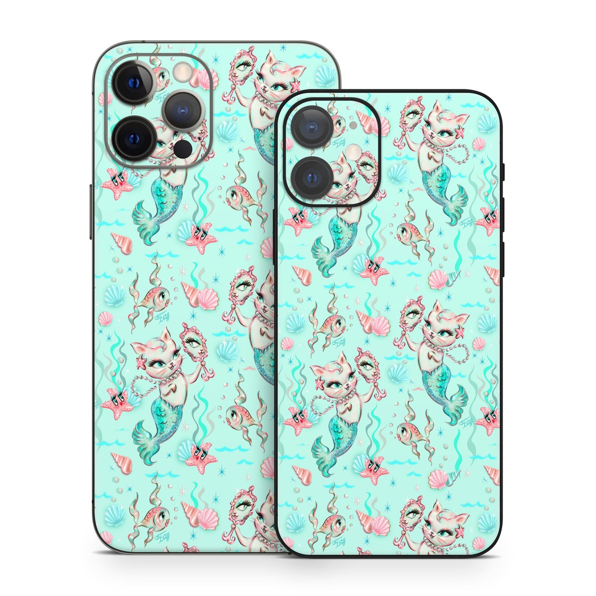 Merkittens with Pearls Aqua - Apple iPhone 12 Skin