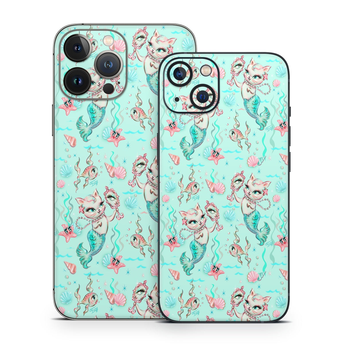 Merkittens with Pearls Aqua - Apple iPhone 13 Skin