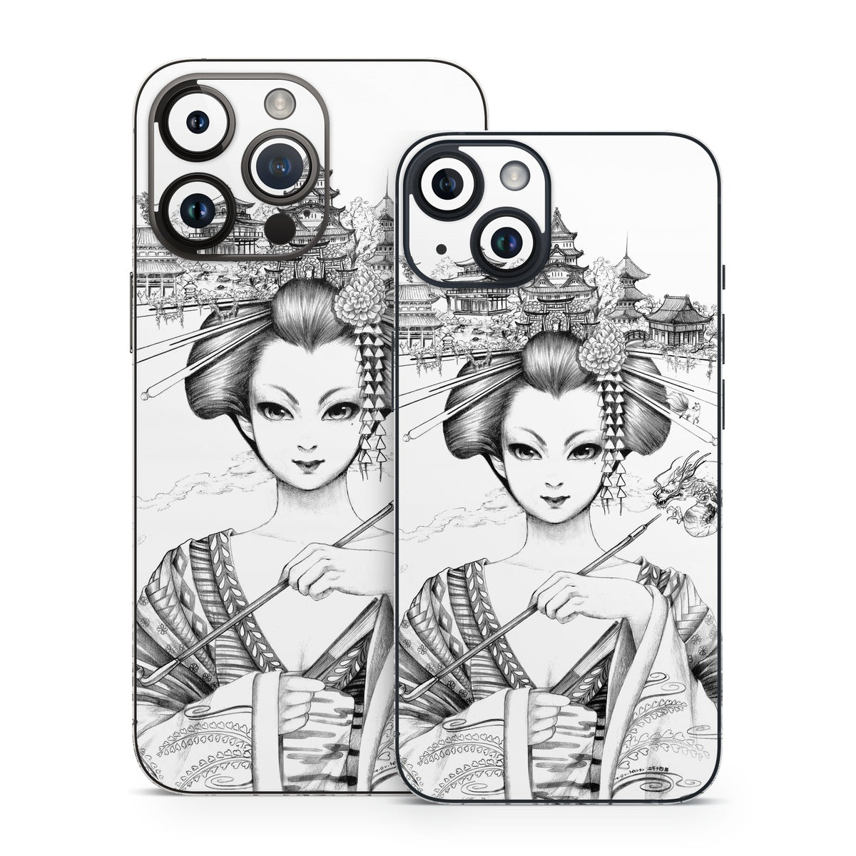 Geisha Sketch - Apple iPhone 14 Skin