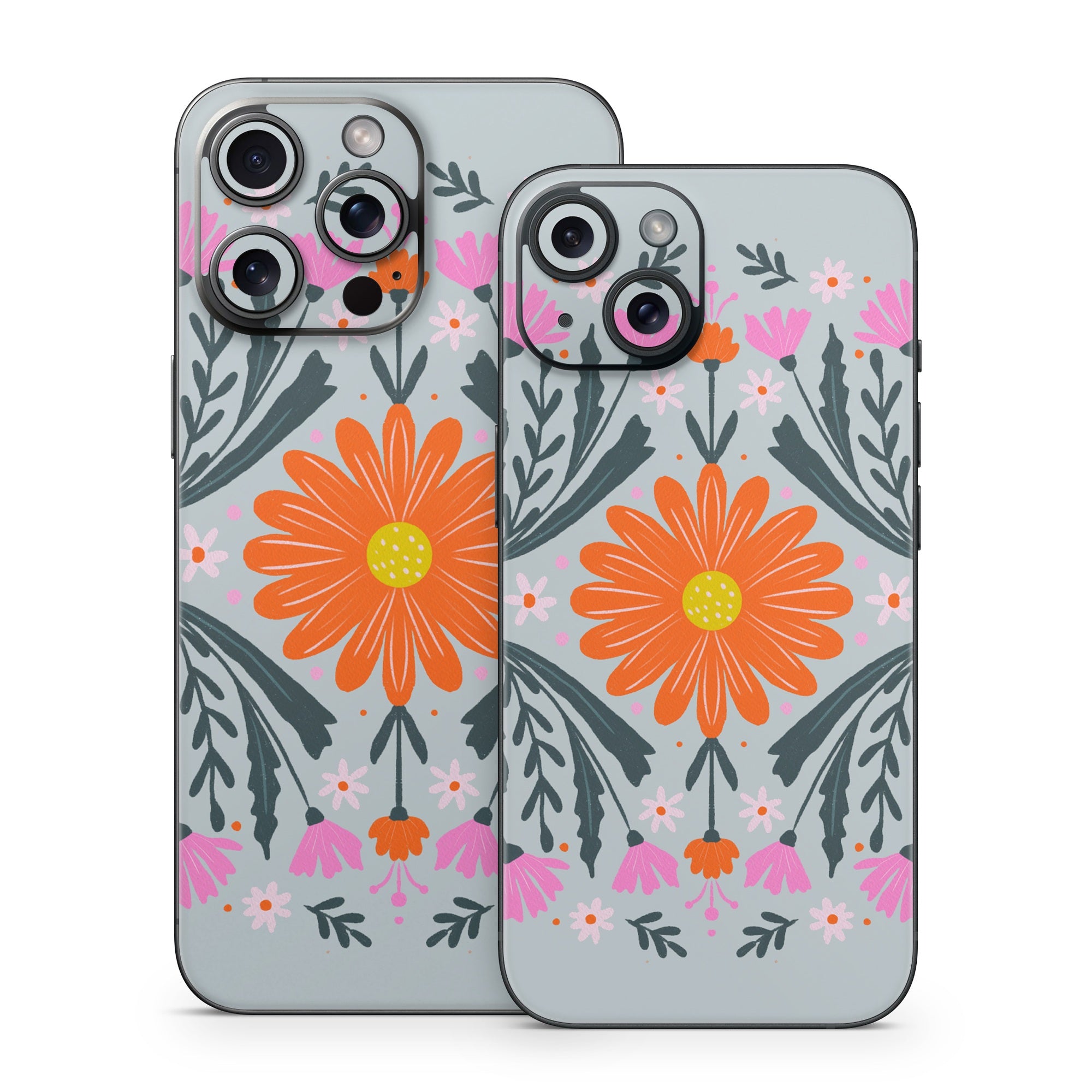 Pink and Orange Flowers - Apple iPhone 15 Skin