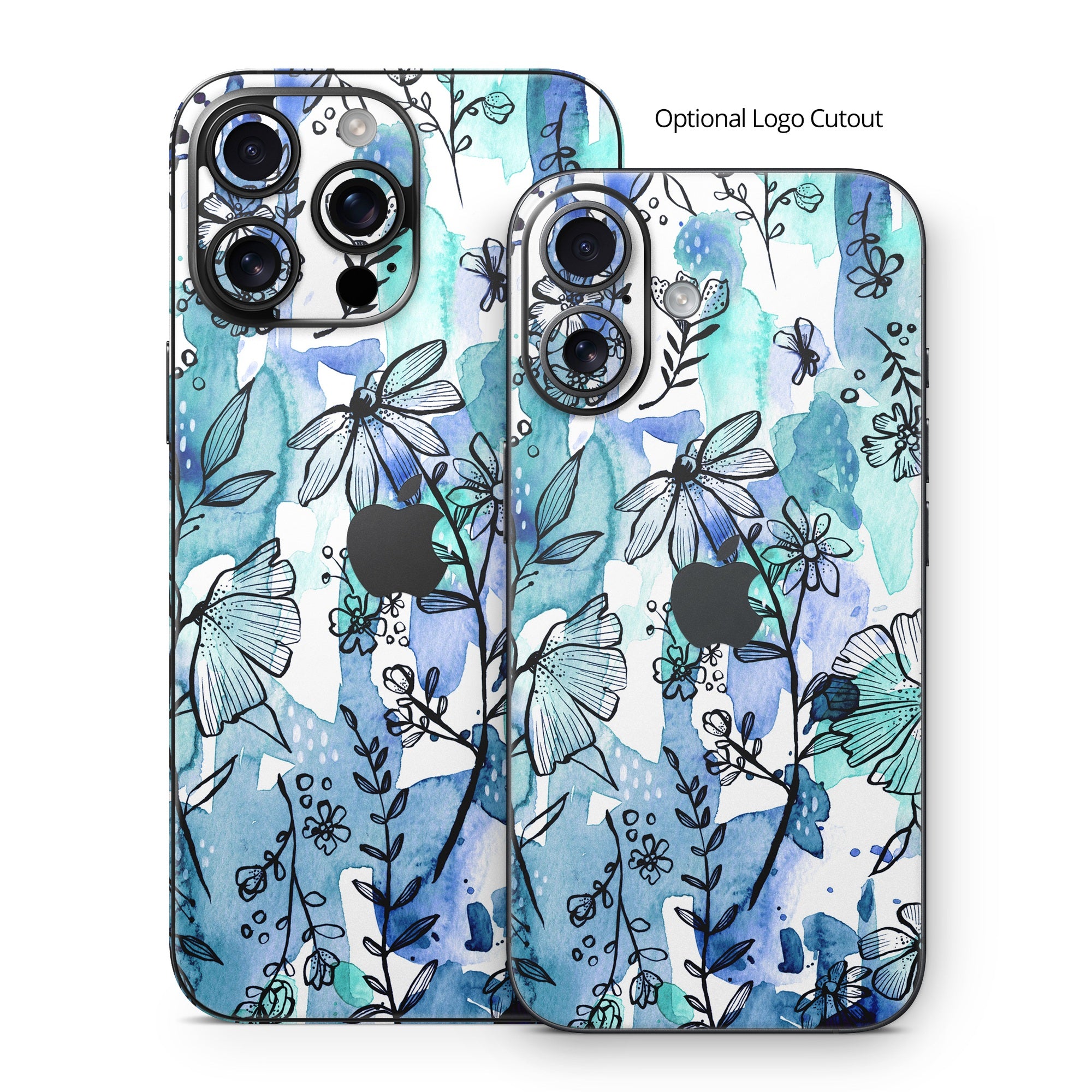 Blue Ink Floral - Apple iPhone 16 Skin