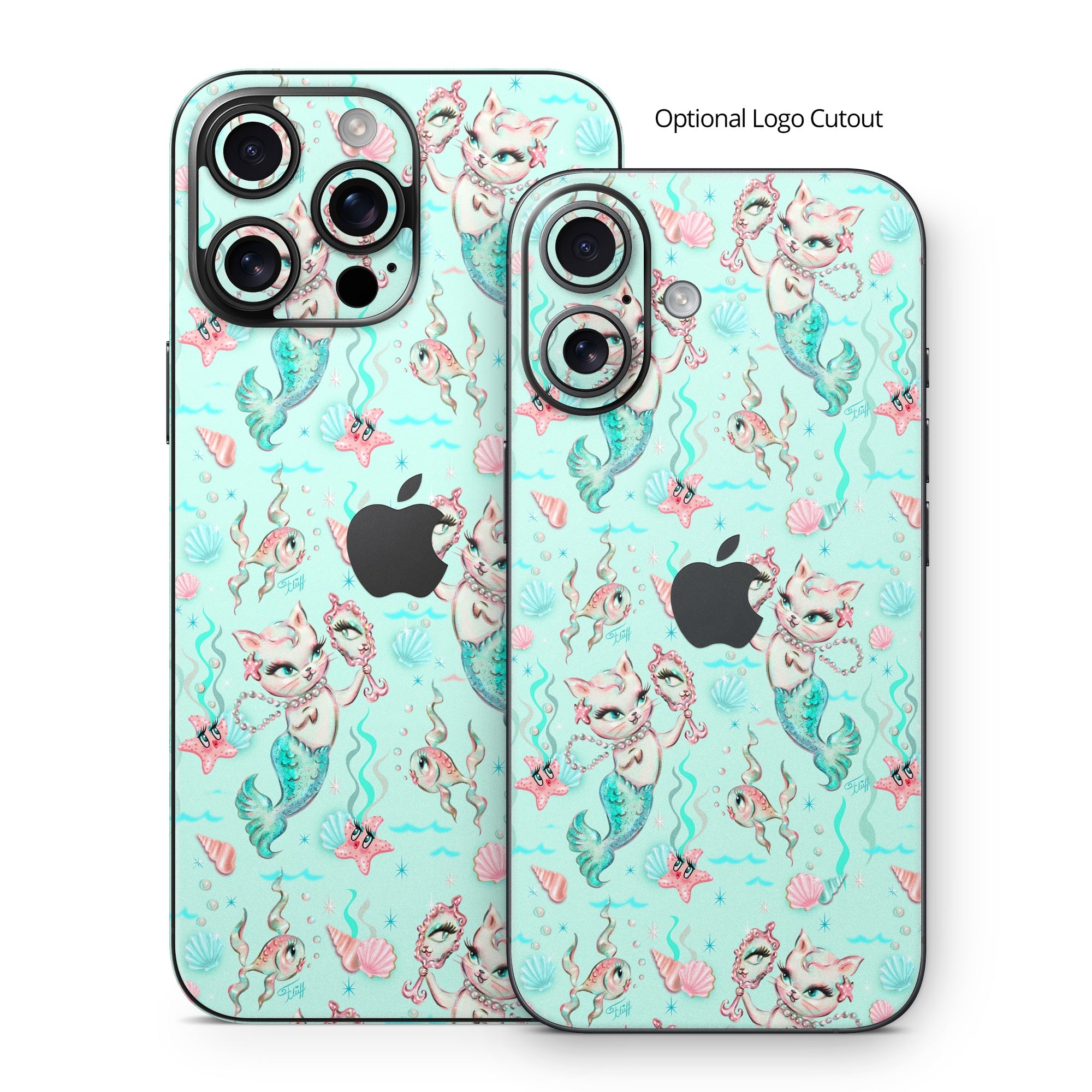 Merkittens with Pearls Aqua - Apple iPhone 16 Skin