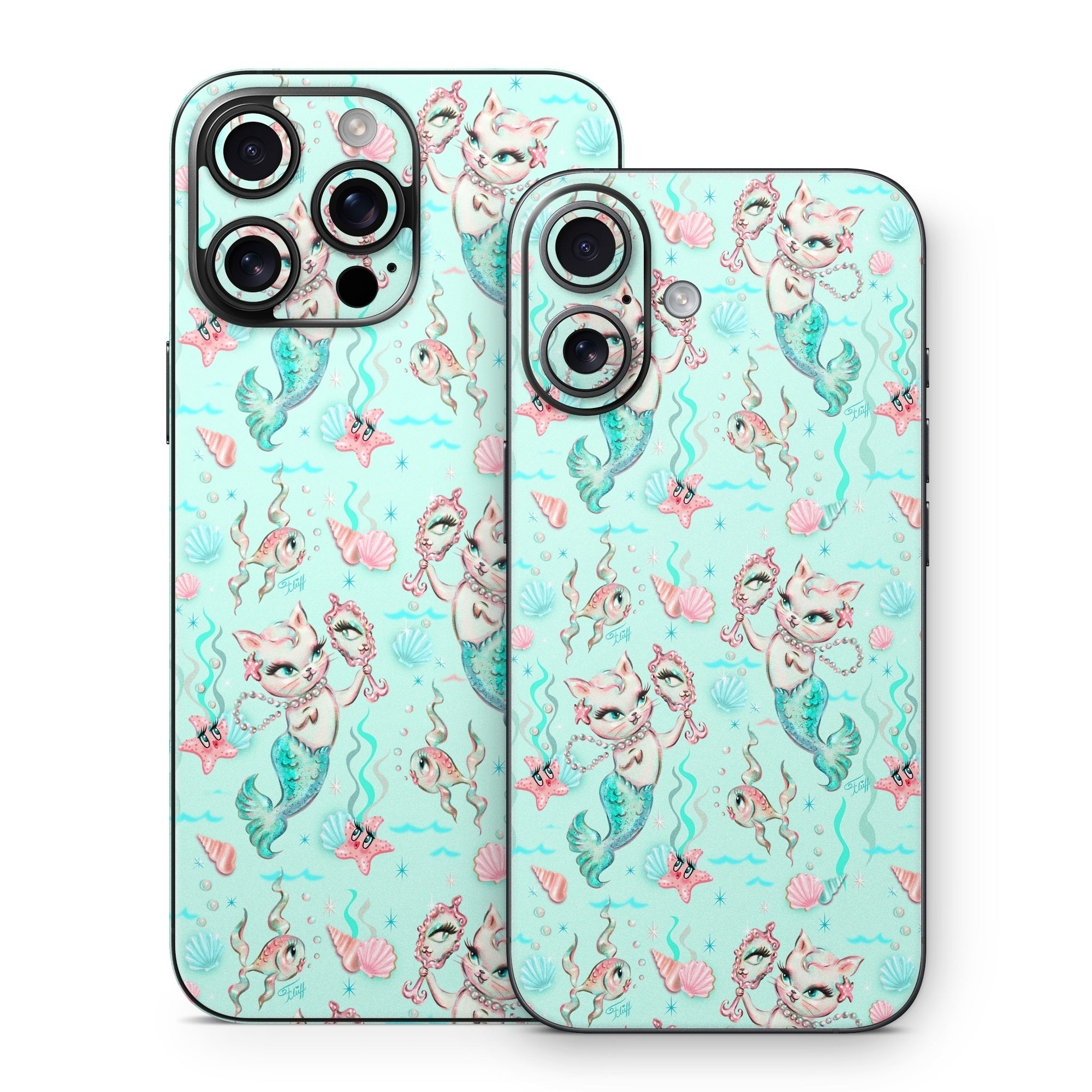 Merkittens with Pearls Aqua - Apple iPhone 16 Skin