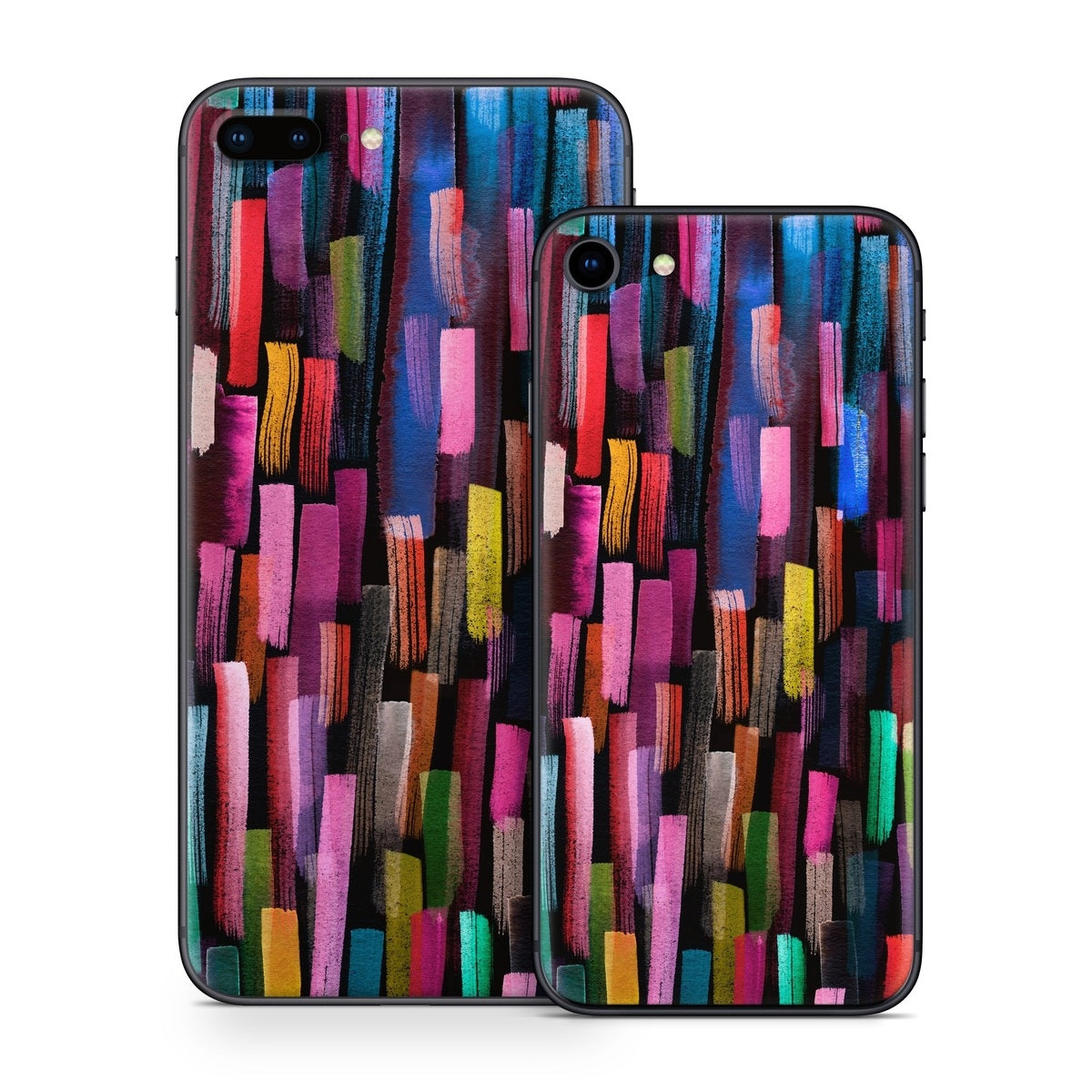 Colorful Brushstrokes Black - Apple iPhone 8 Skin