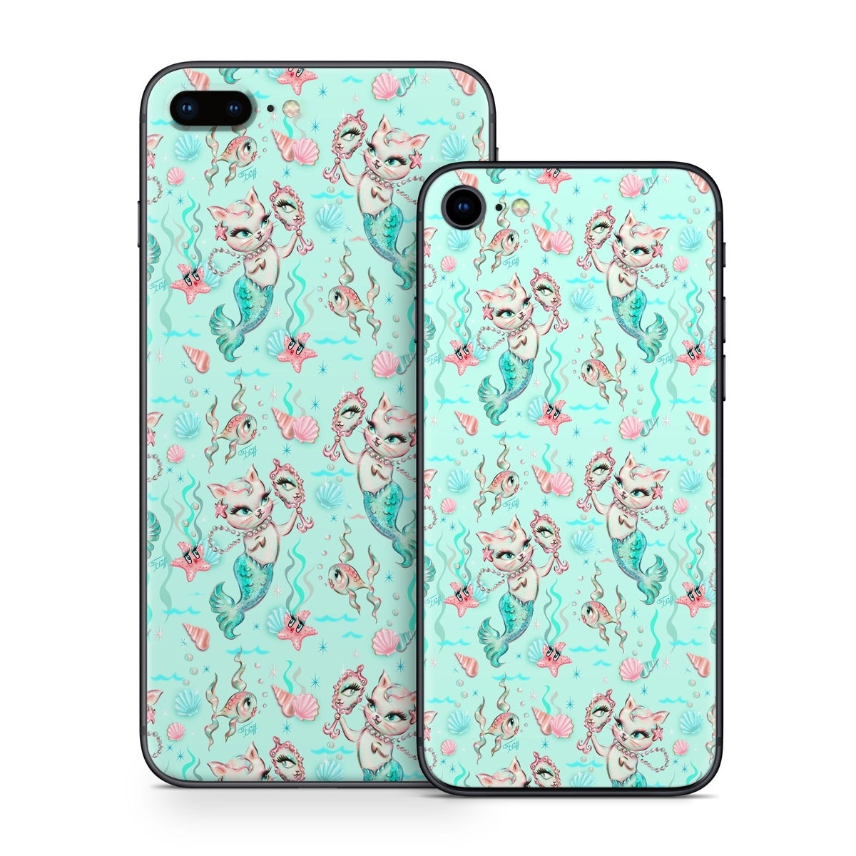 Merkittens with Pearls Aqua - Apple iPhone 8 Skin