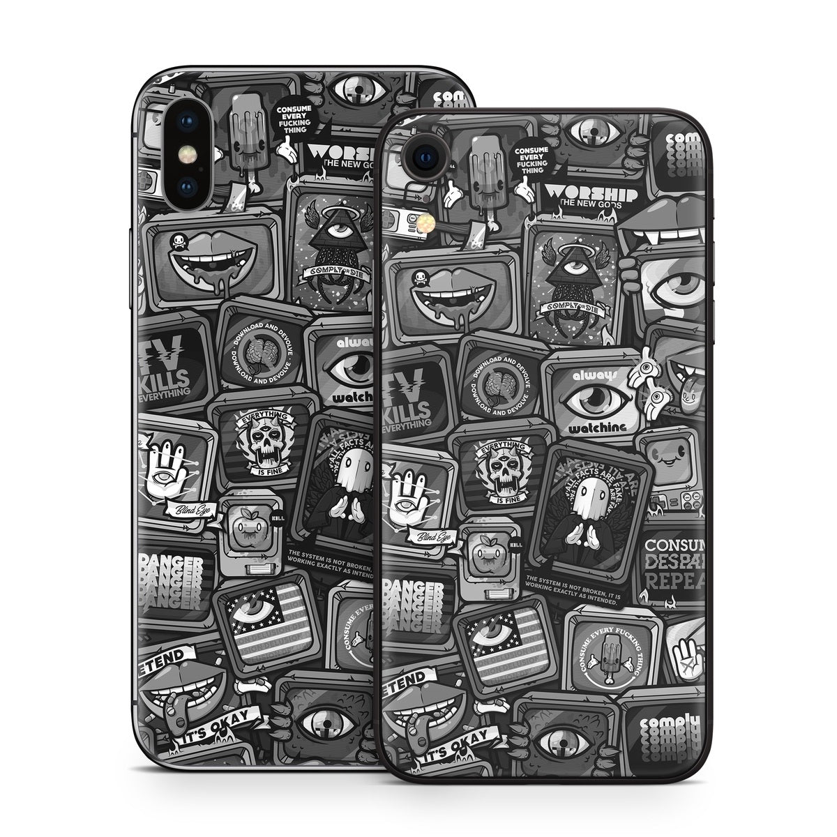 Distraction Tactic B&W - Apple iPhone X Skin