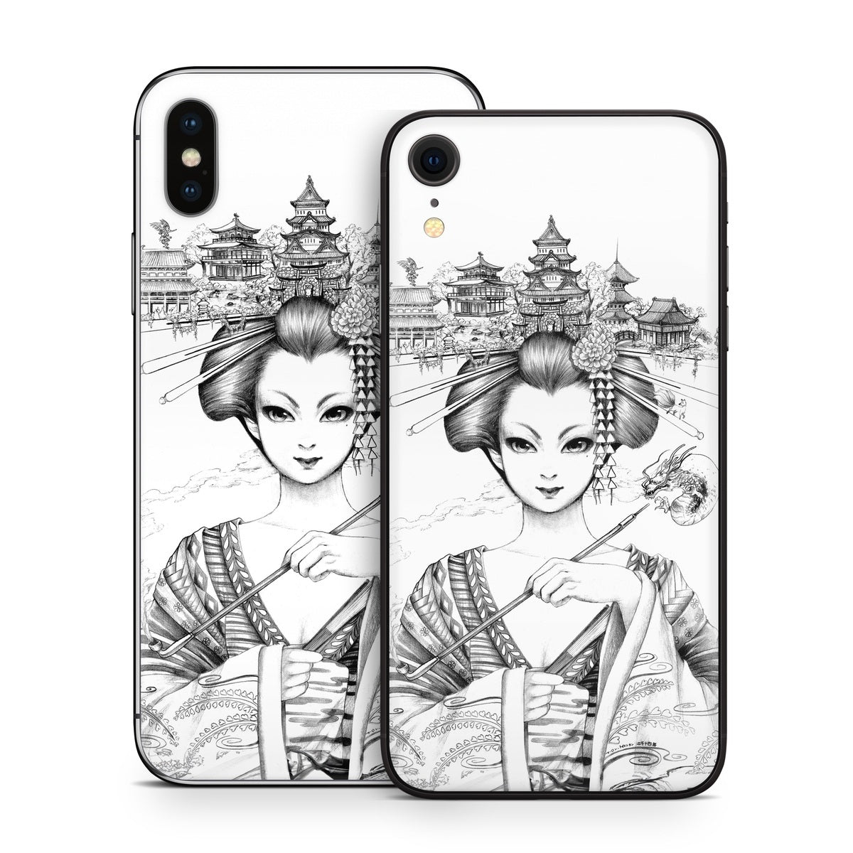 Geisha Sketch - Apple iPhone X Skin