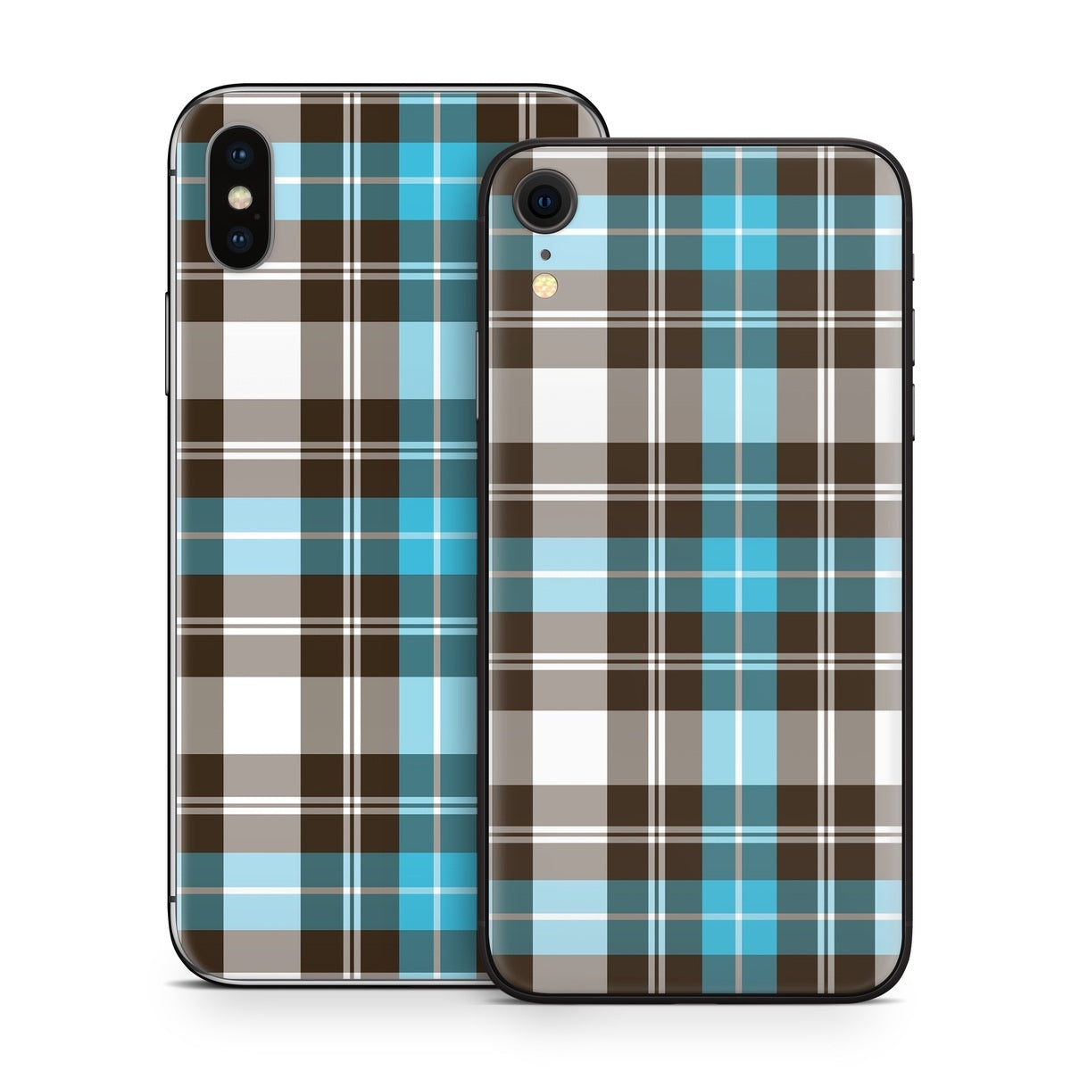 Turquoise Plaid - Apple iPhone X Skin