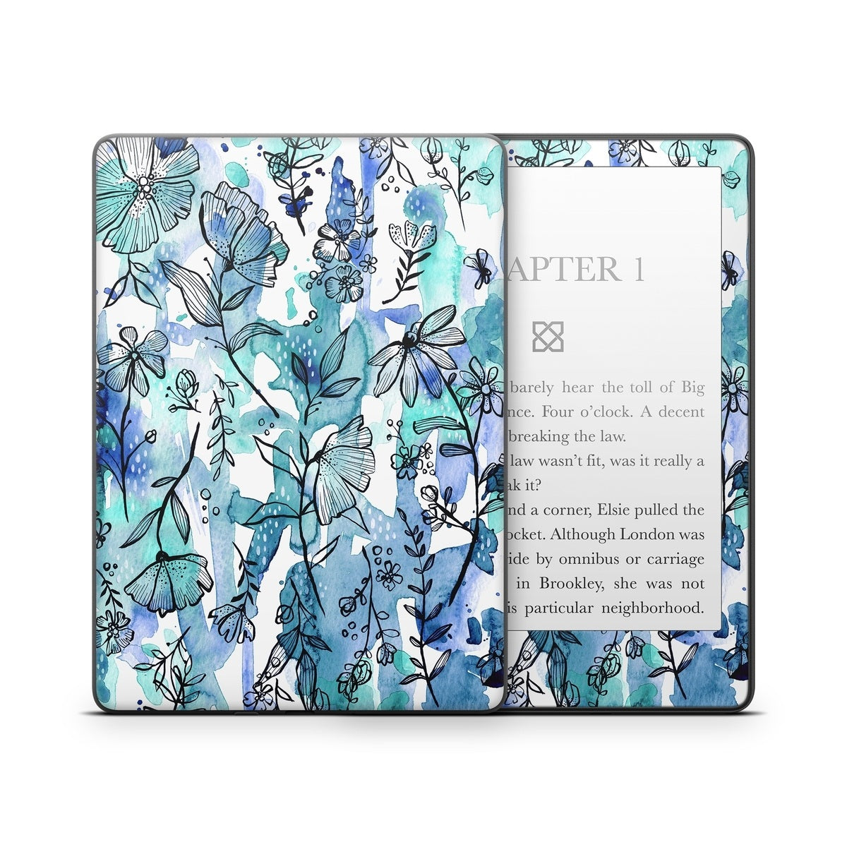 Blue Ink Floral - Amazon Kindle Skin