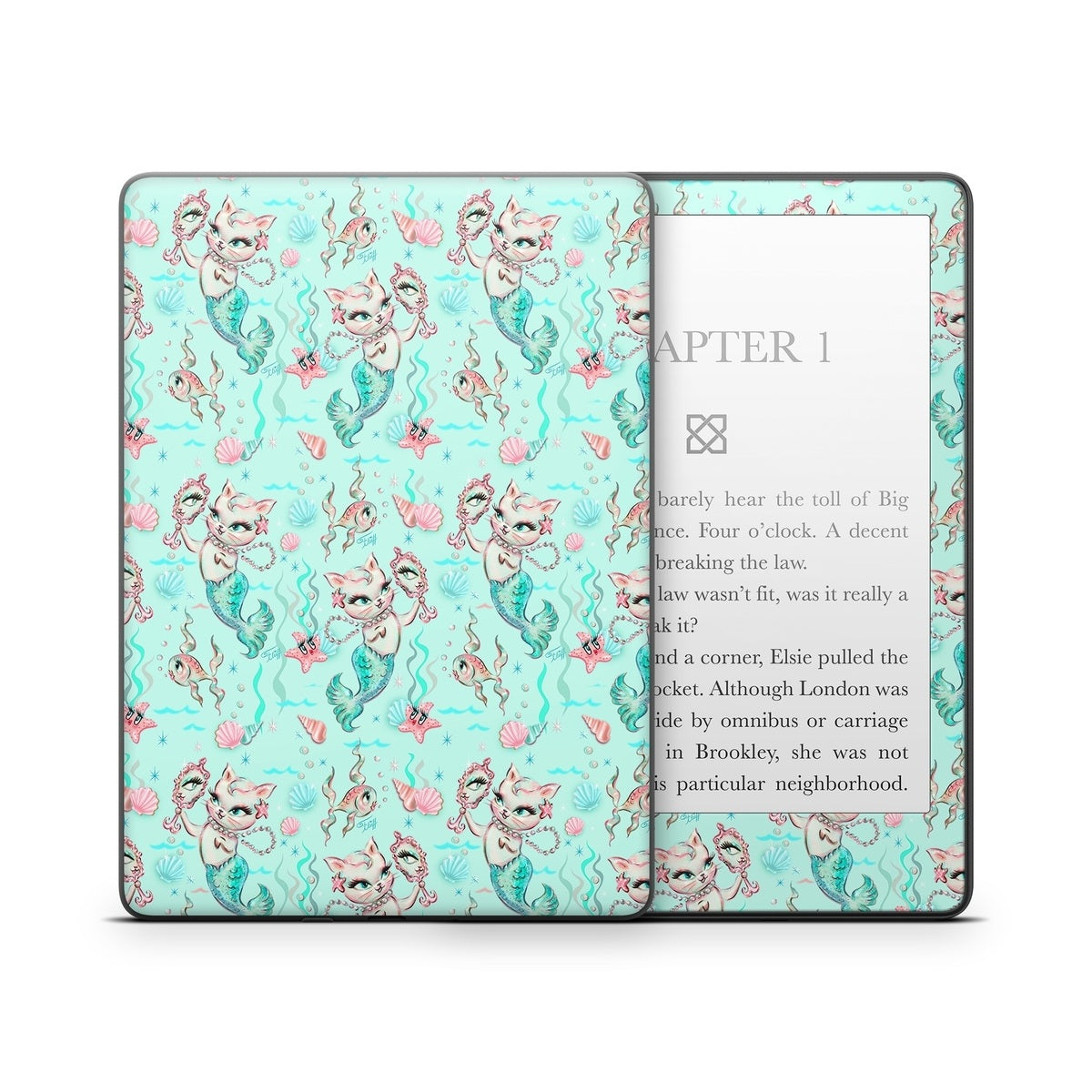 Merkittens with Pearls Aqua - Amazon Kindle Skin