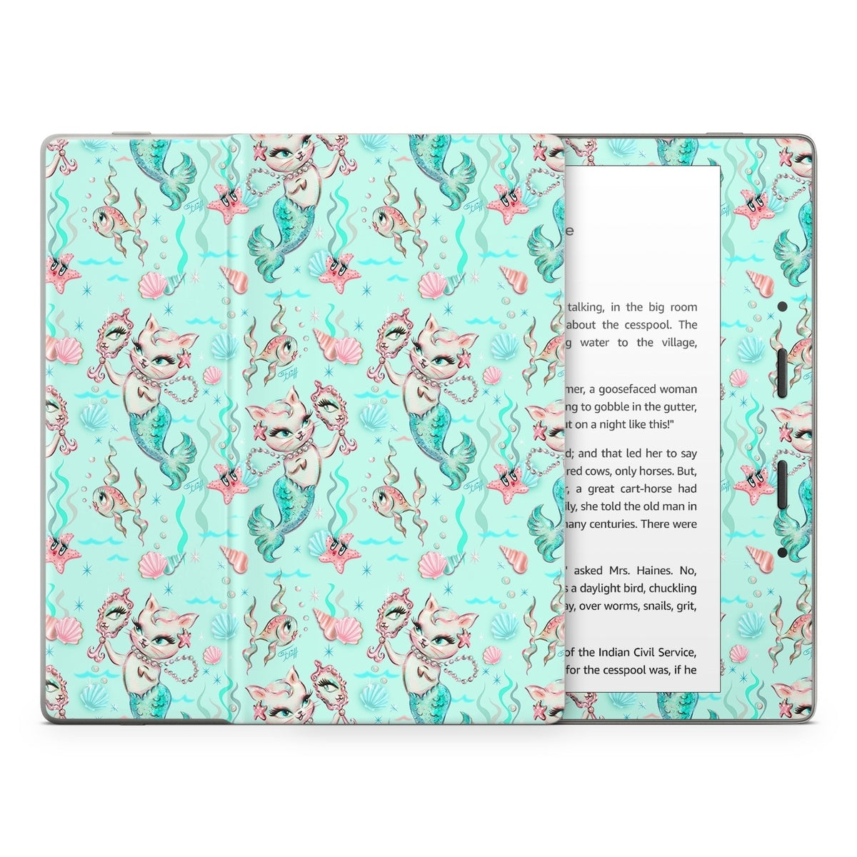 Merkittens with Pearls Aqua - Amazon Kindle Skin