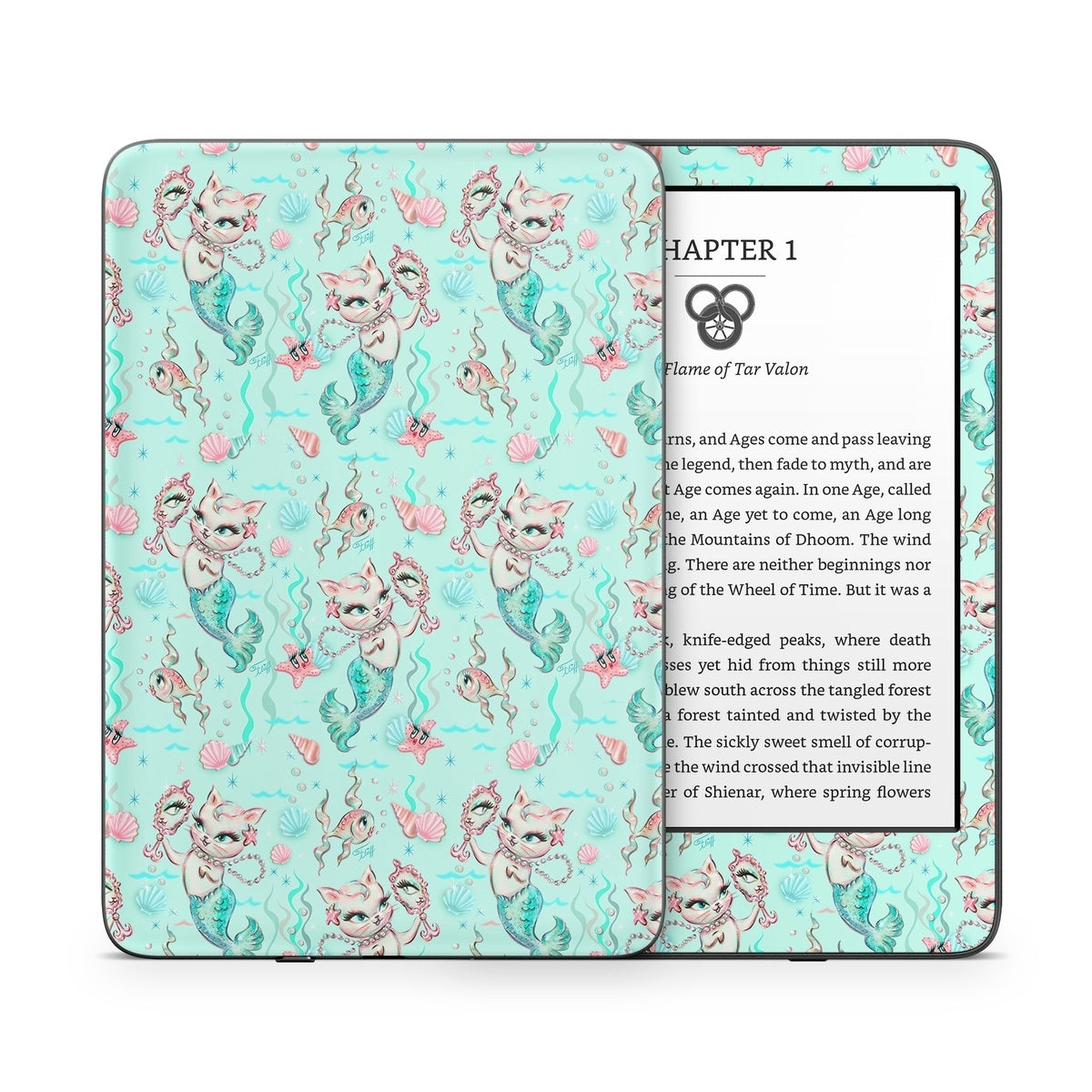 Merkittens with Pearls Aqua - Amazon Kindle Skin