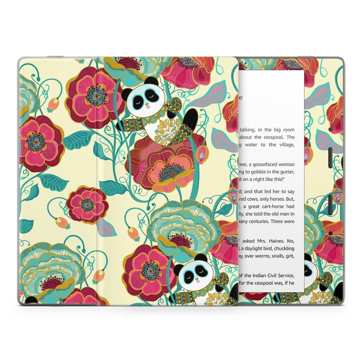 Panda Flowers - Amazon Kindle Skin