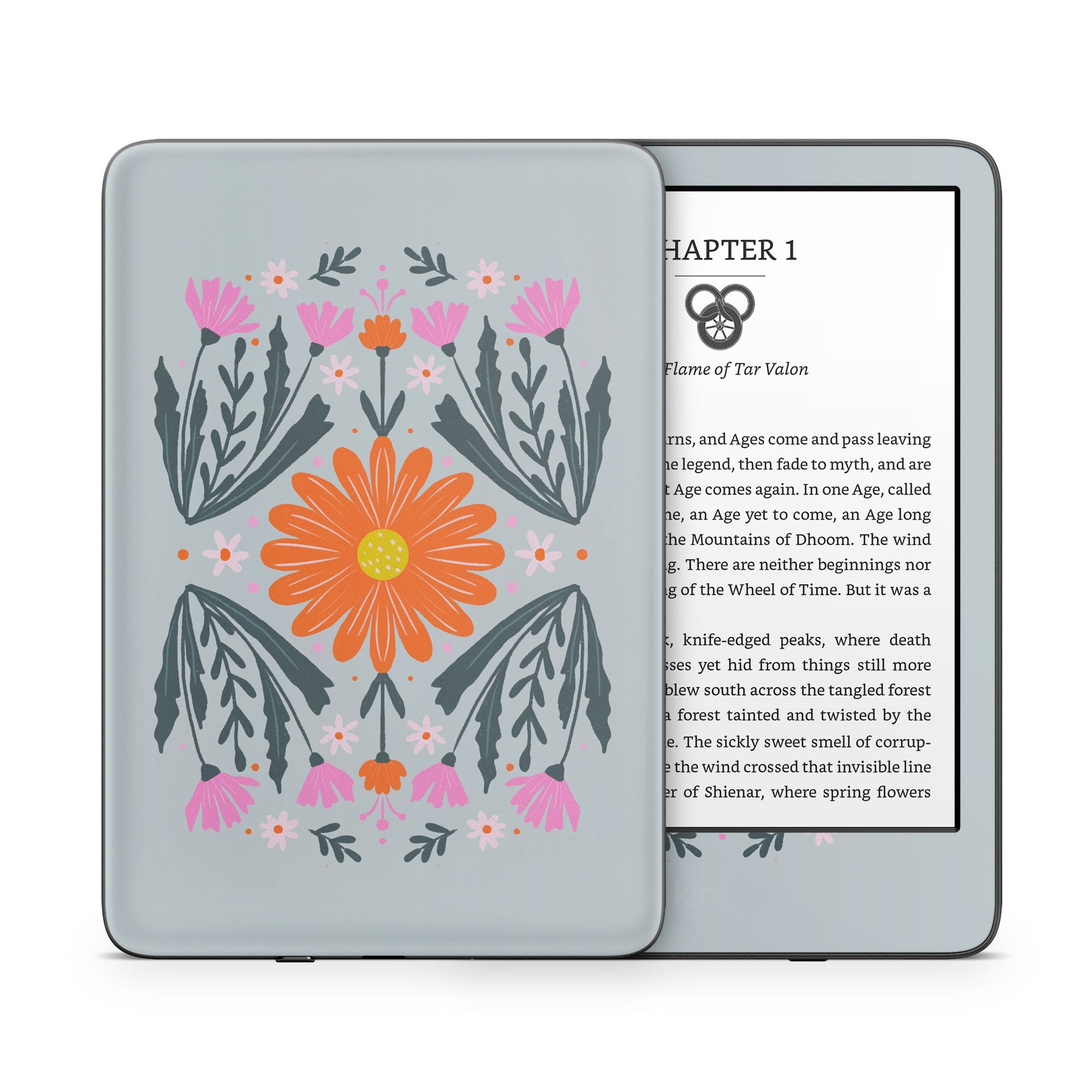 Pink and Orange Flowers - Amazon Kindle Skin