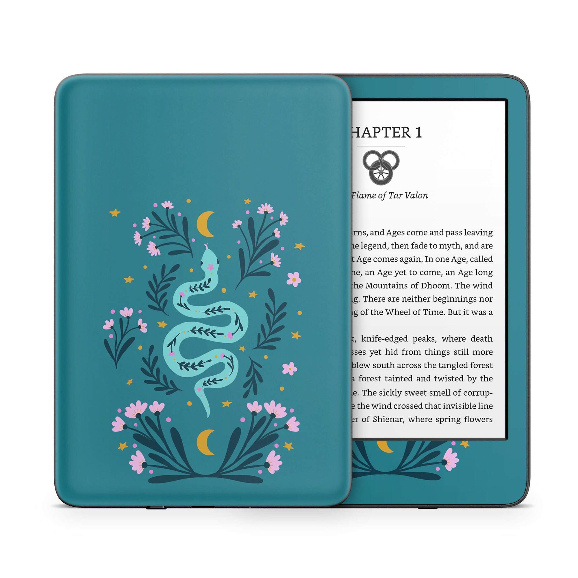 Snake and Flowers - Amazon Kindle Skin