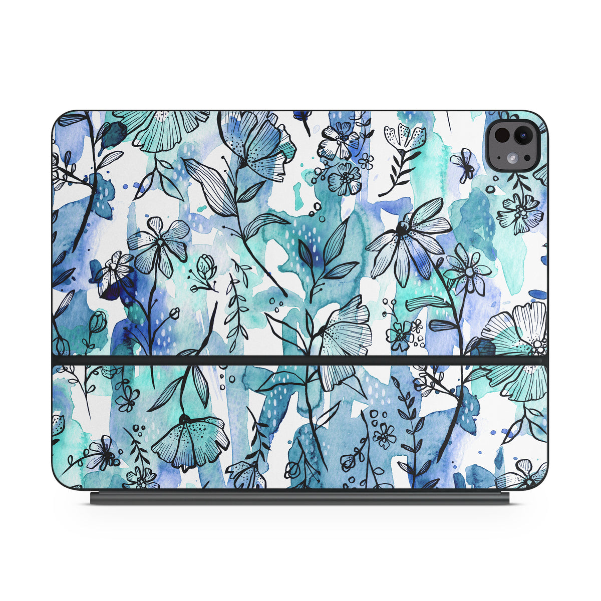 Blue Ink Floral - Apple Magic Keyboard for iPad Skin