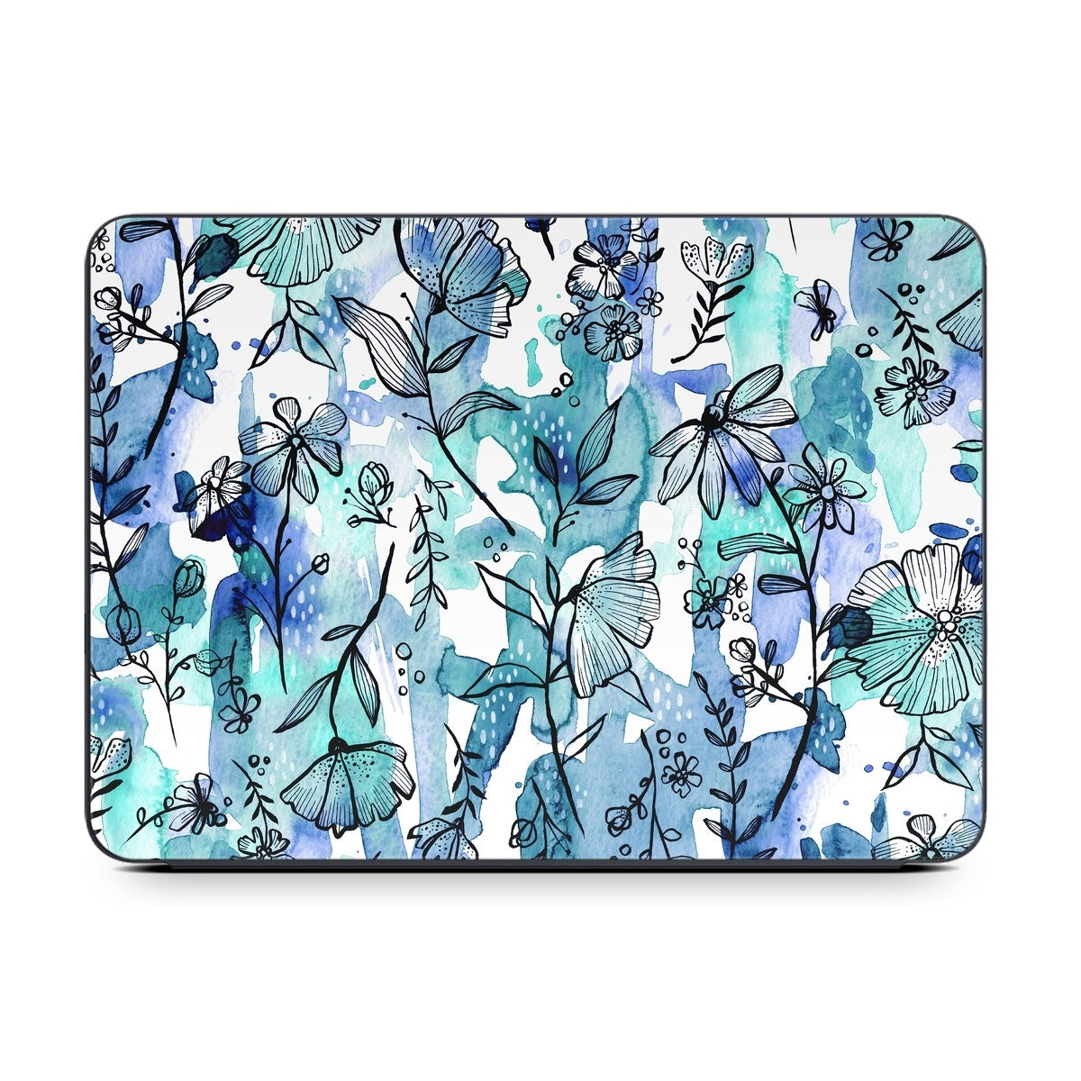 Blue Ink Floral - Apple Smart Keyboard Folio Skin