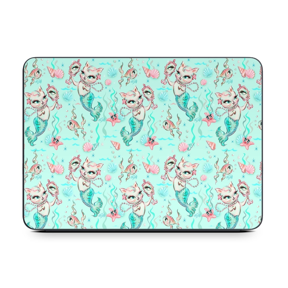 Merkittens with Pearls Aqua - Apple Smart Keyboard Folio Skin