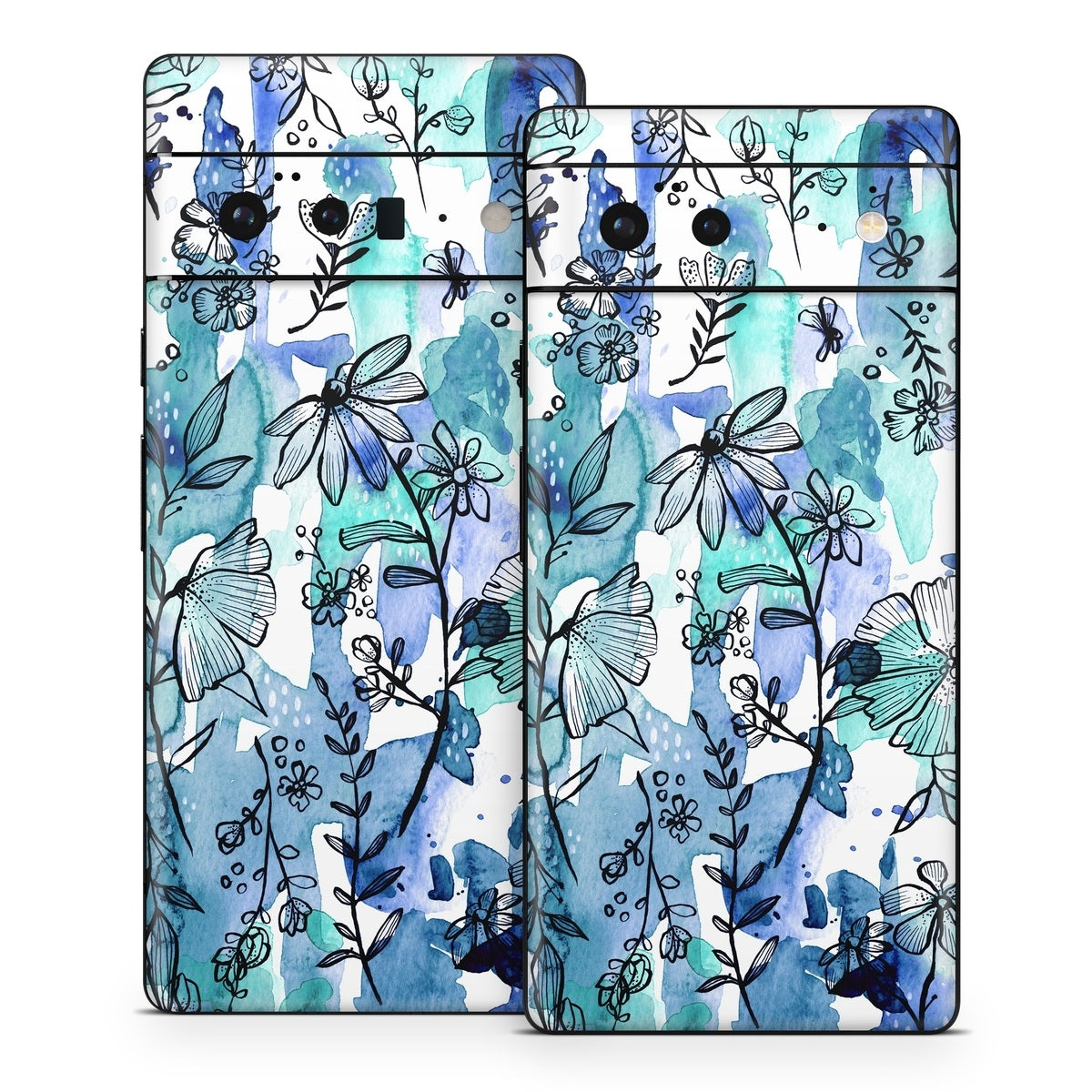 Blue Ink Floral - Google Pixel 6 Skin