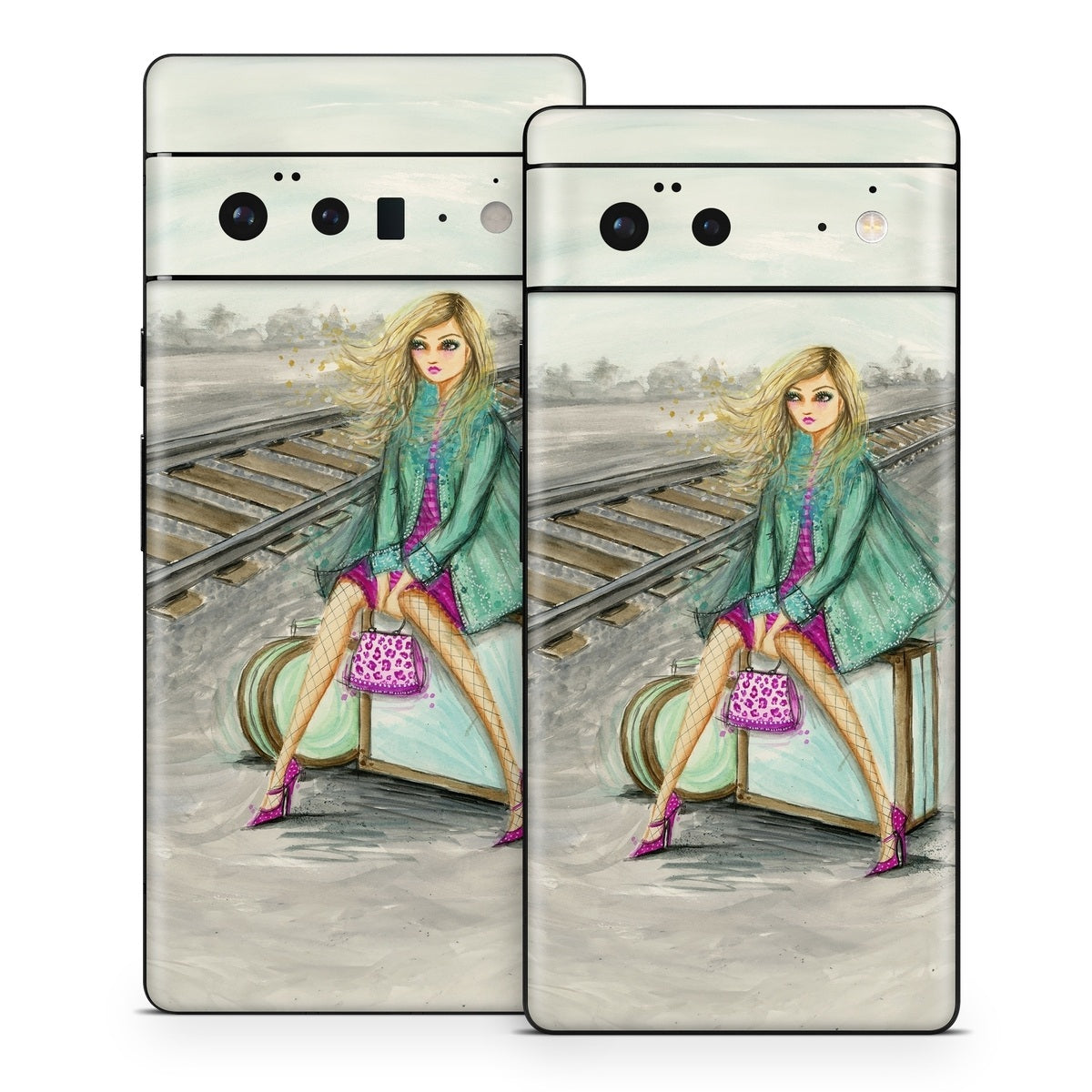 Lulu Waiting by the Train Tracks - Google Pixel 6 Skin