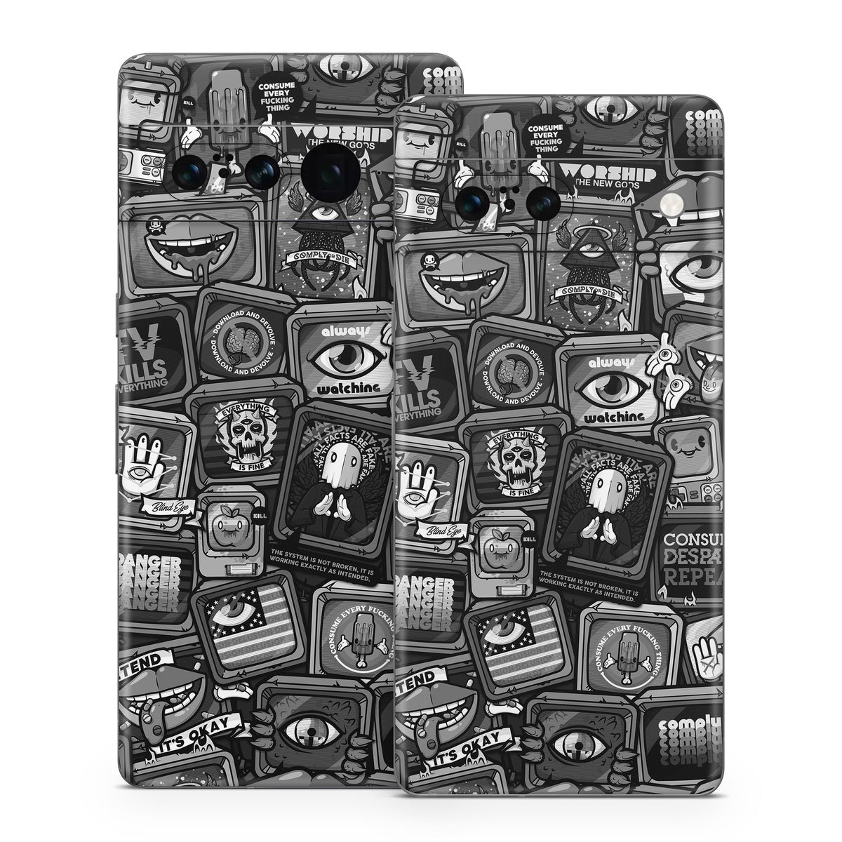 Distraction Tactic B&W - Google Pixel 7 Skin