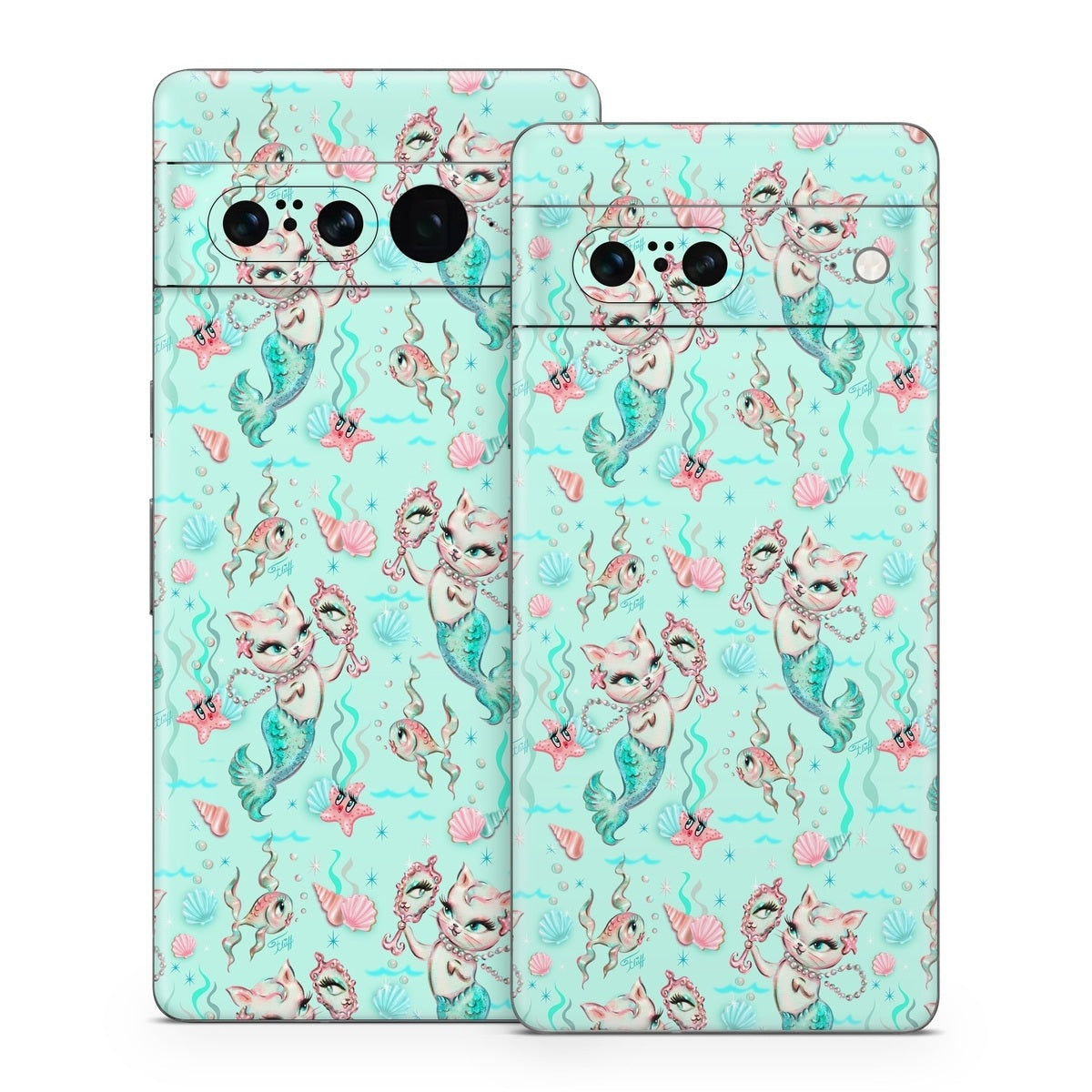 Merkittens with Pearls Aqua - Google Pixel 7 Skin