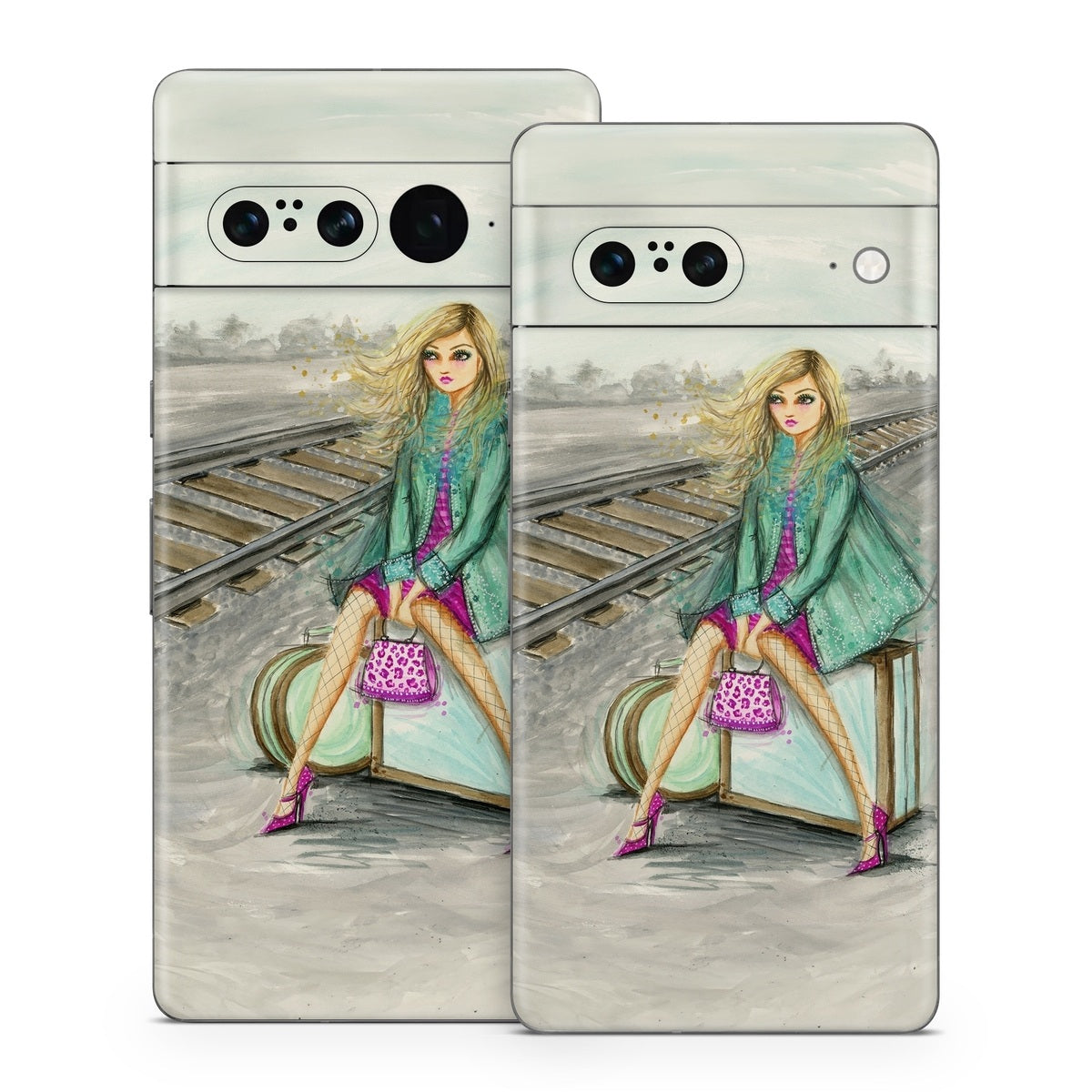 Lulu Waiting by the Train Tracks - Google Pixel 7 Skin