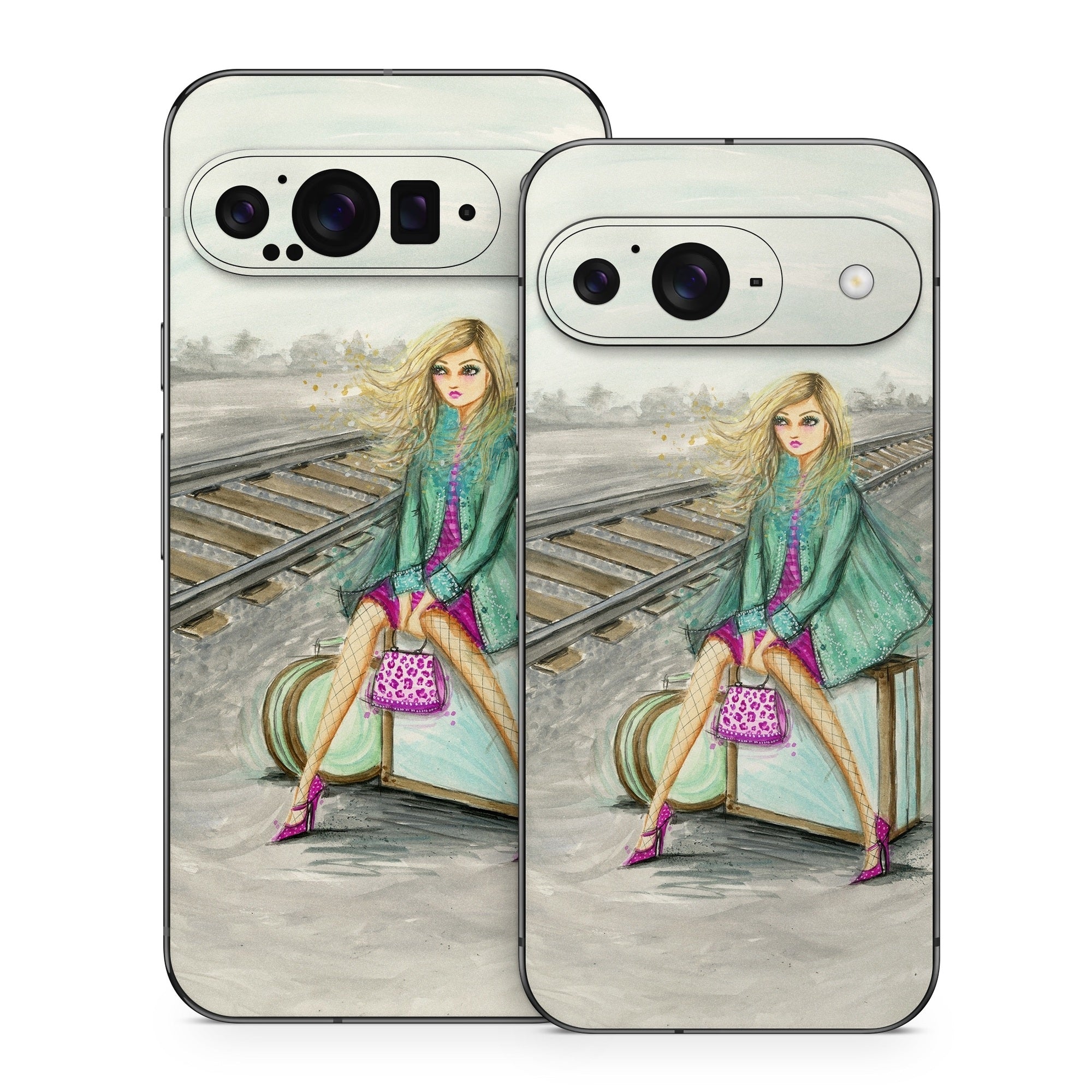 Lulu Waiting by the Train Tracks - Google Pixel 9 Skin