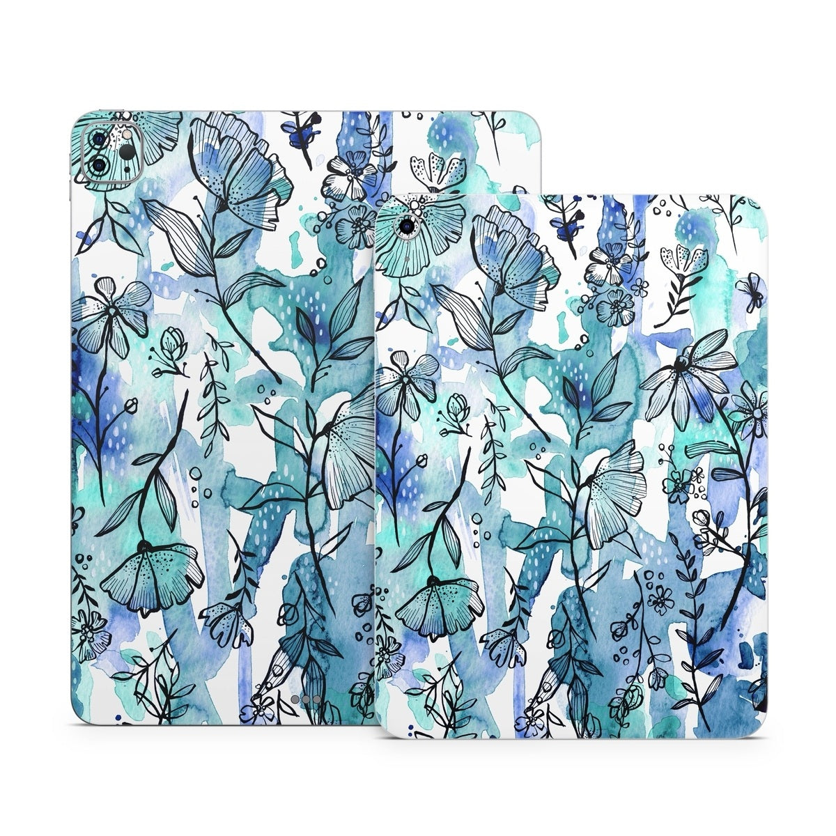 Blue Ink Floral - Apple iPad Skin