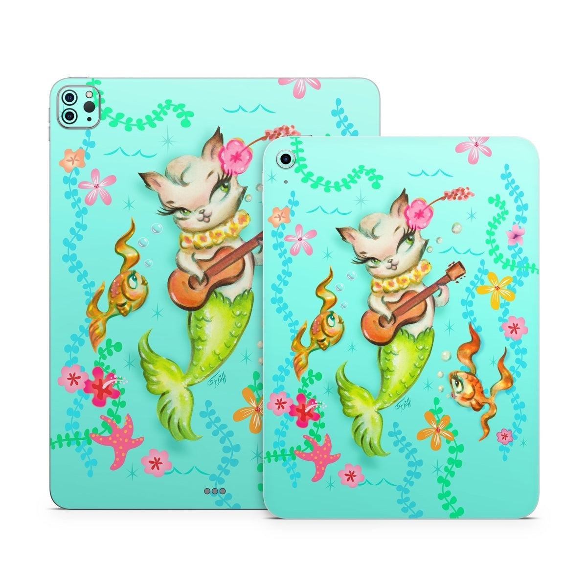 Merkitten with Ukelele - Apple iPad Skin