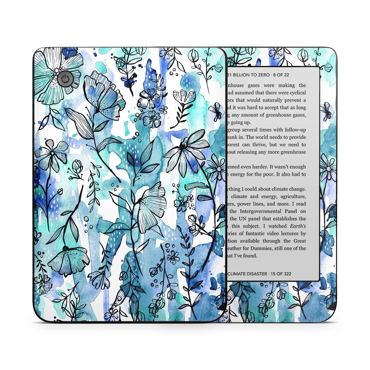 Blue Ink Floral - Kobo Clara 2E Skin