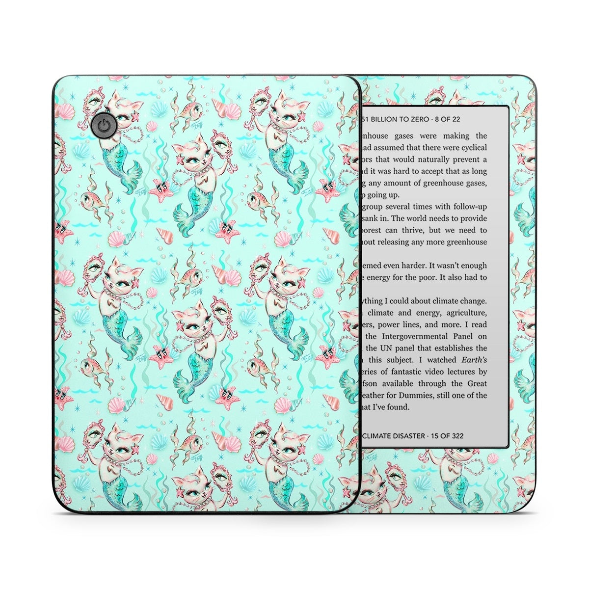 Merkittens with Pearls Aqua - Kobo Clara 2E Skin