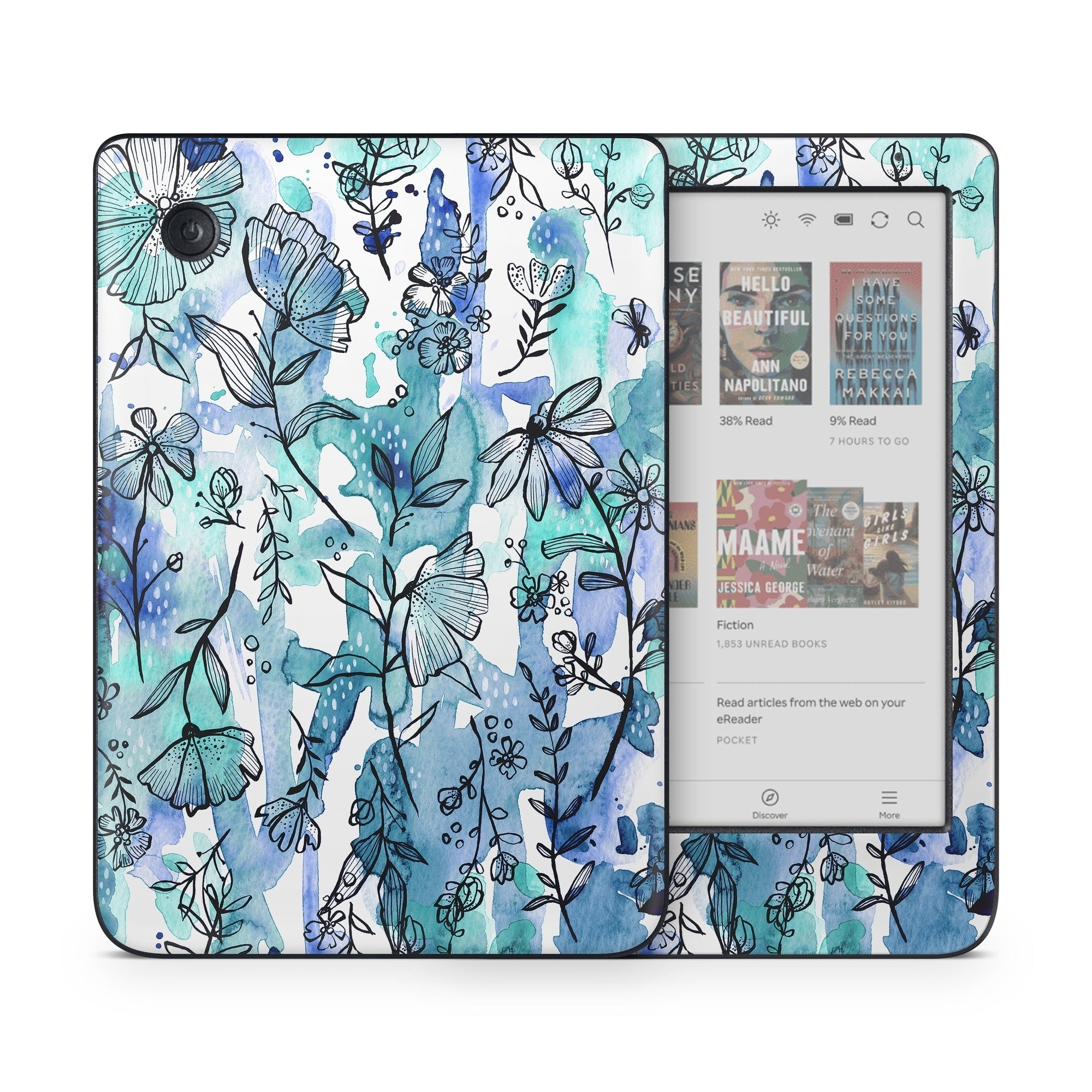 Blue Ink Floral - Kobo Clara Colour Skin