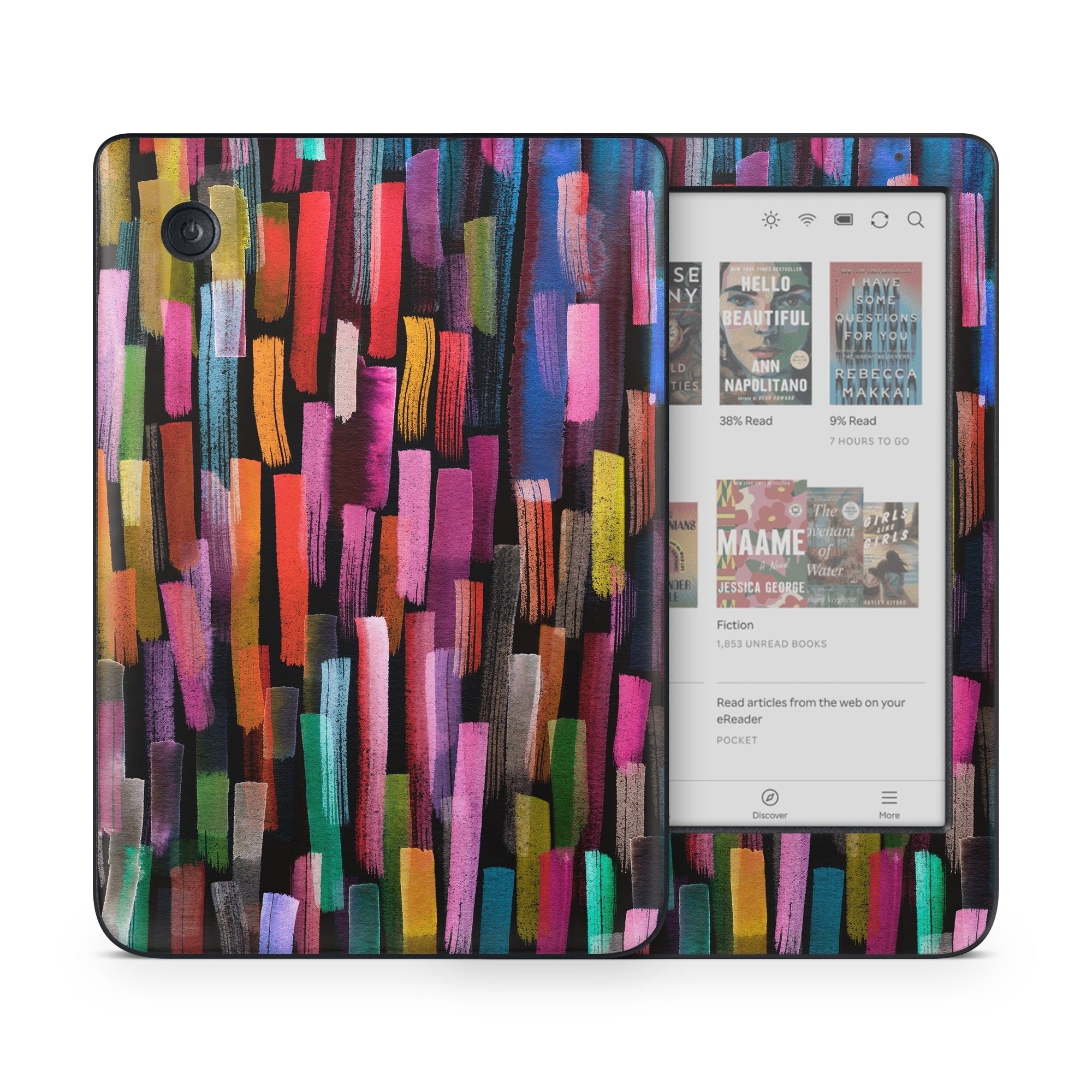 Colorful Brushstrokes Black - Kobo Clara Colour Skin