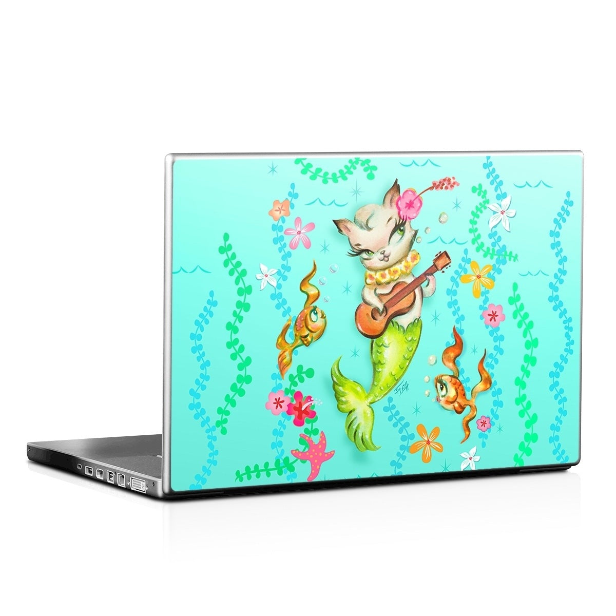 Merkitten with Ukelele - Laptop Lid Skin