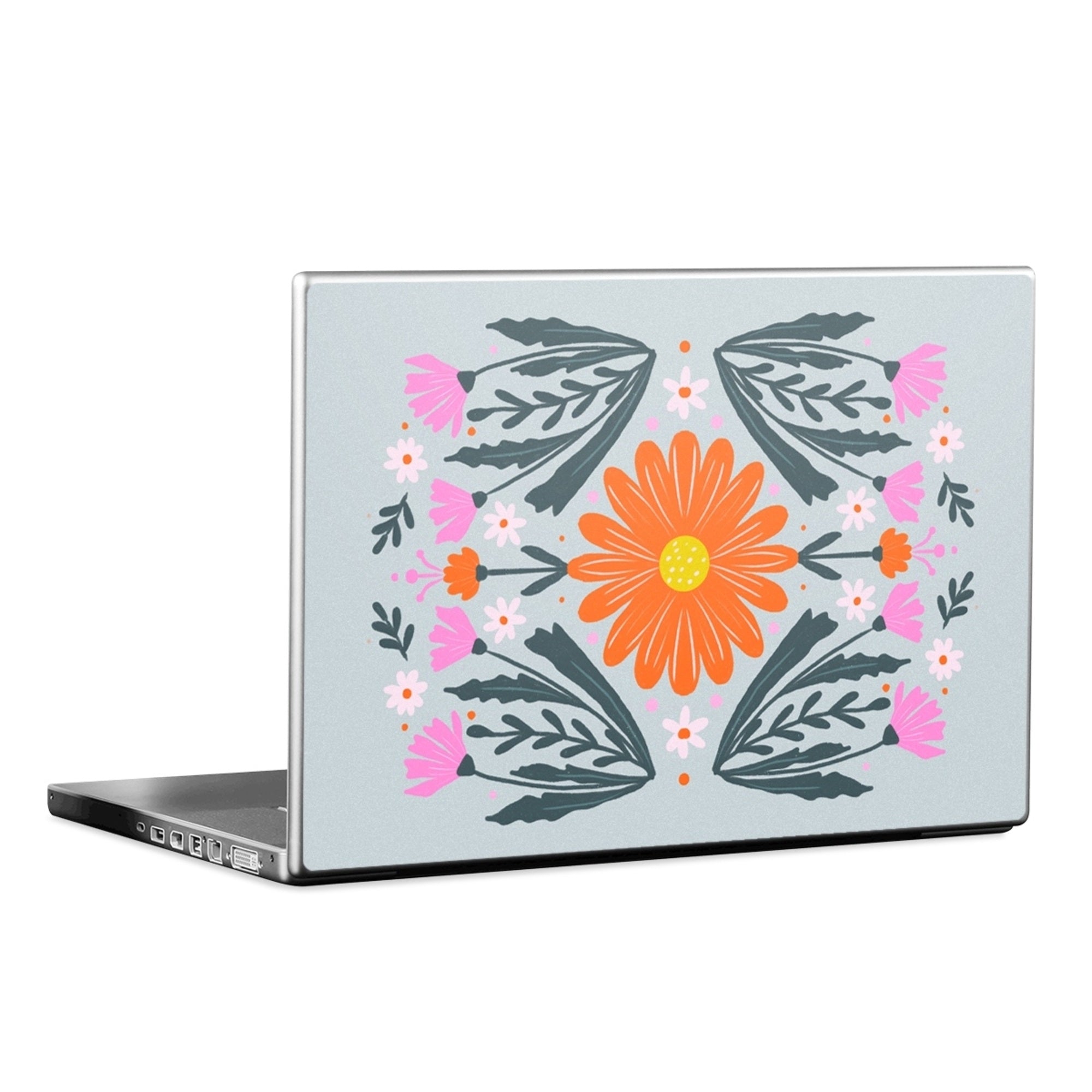 Pink and Orange Flowers - Laptop Lid Skin