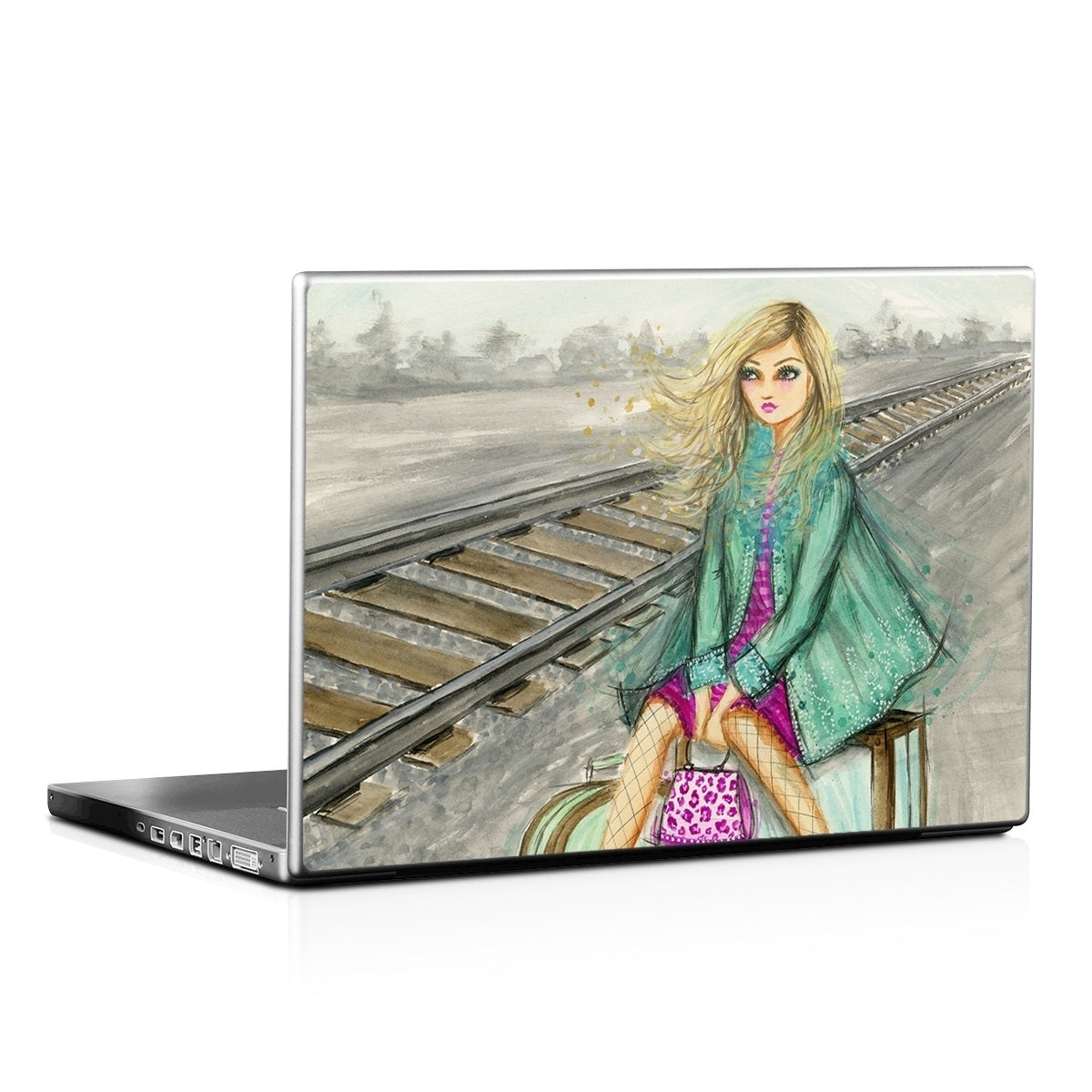 Lulu Waiting by the Train Tracks - Laptop Lid Skin