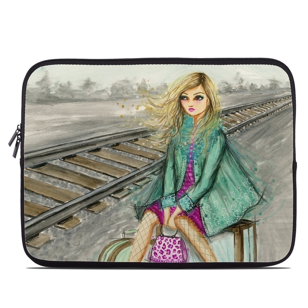 Lulu Waiting by the Train Tracks - Laptop Sleeve