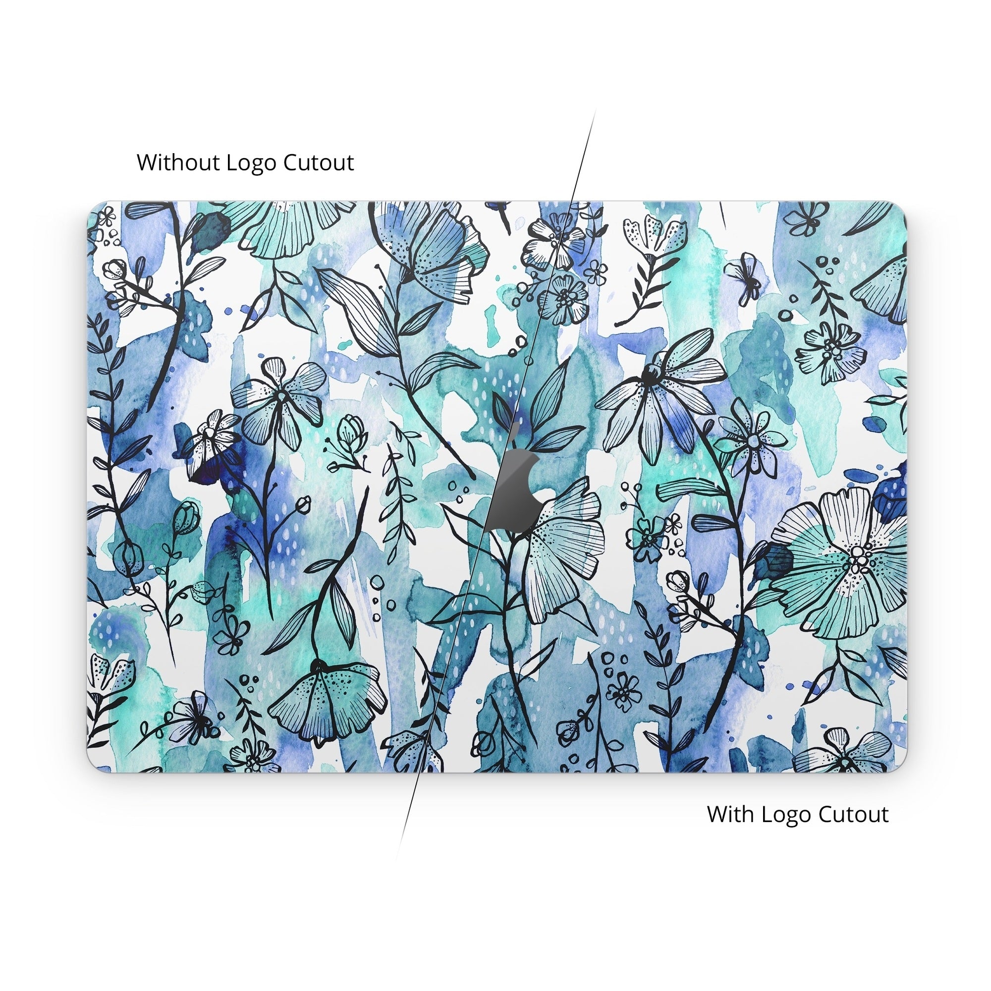 Blue Ink Floral - Apple MacBook Skin