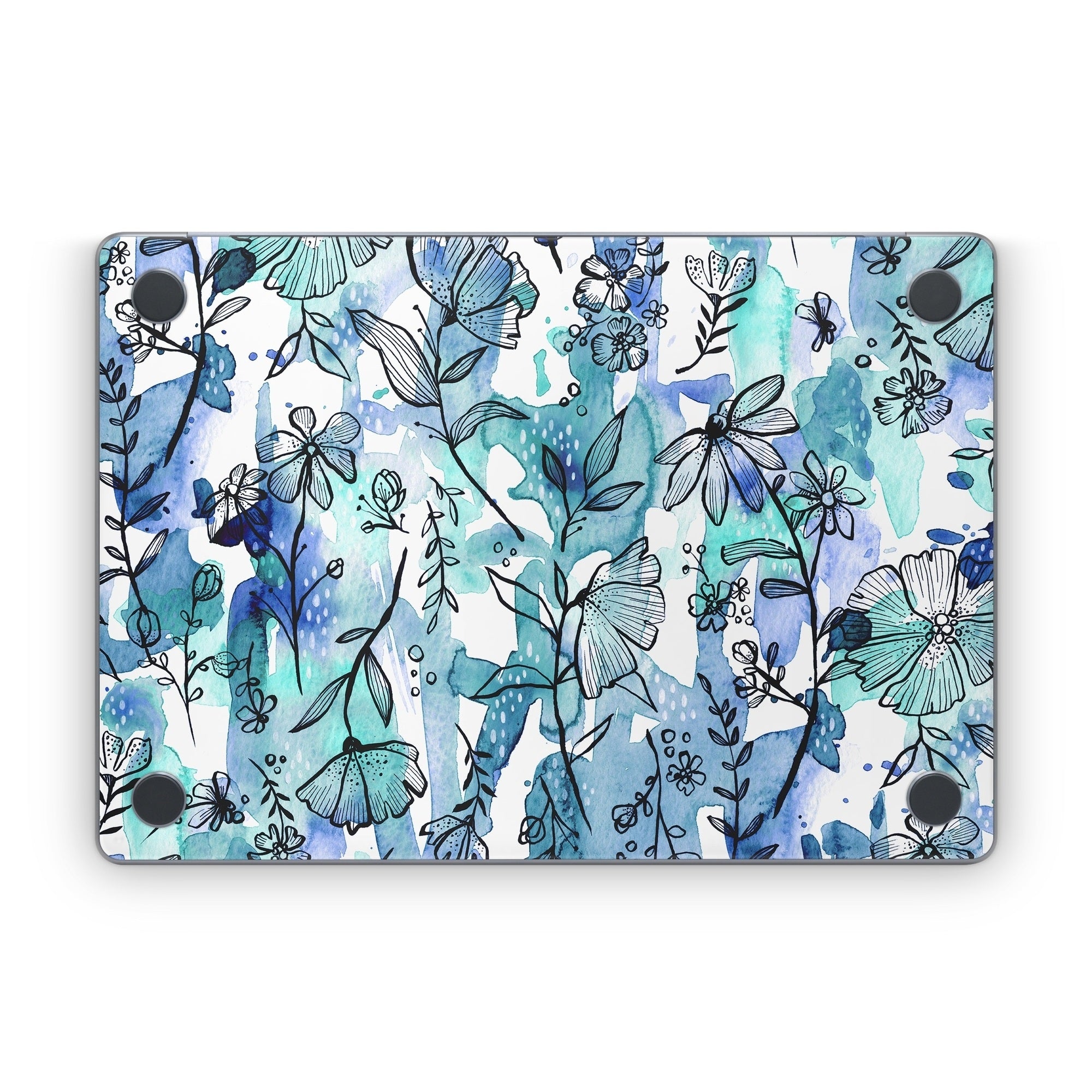 Blue Ink Floral - Apple MacBook Skin