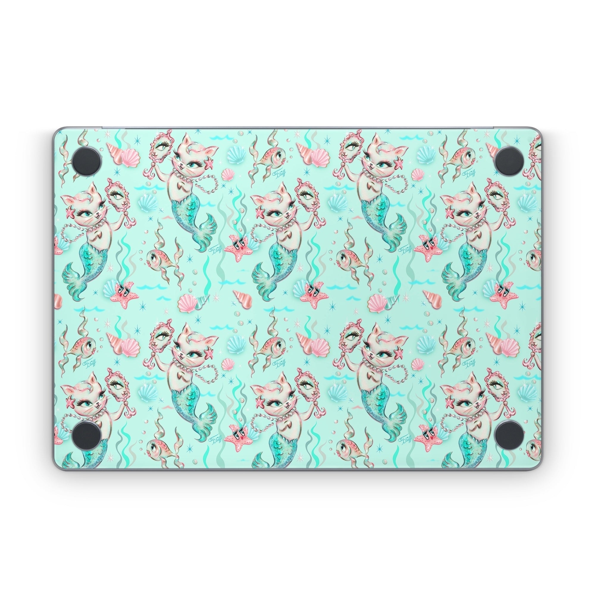 Merkittens with Pearls Aqua - Apple MacBook Skin