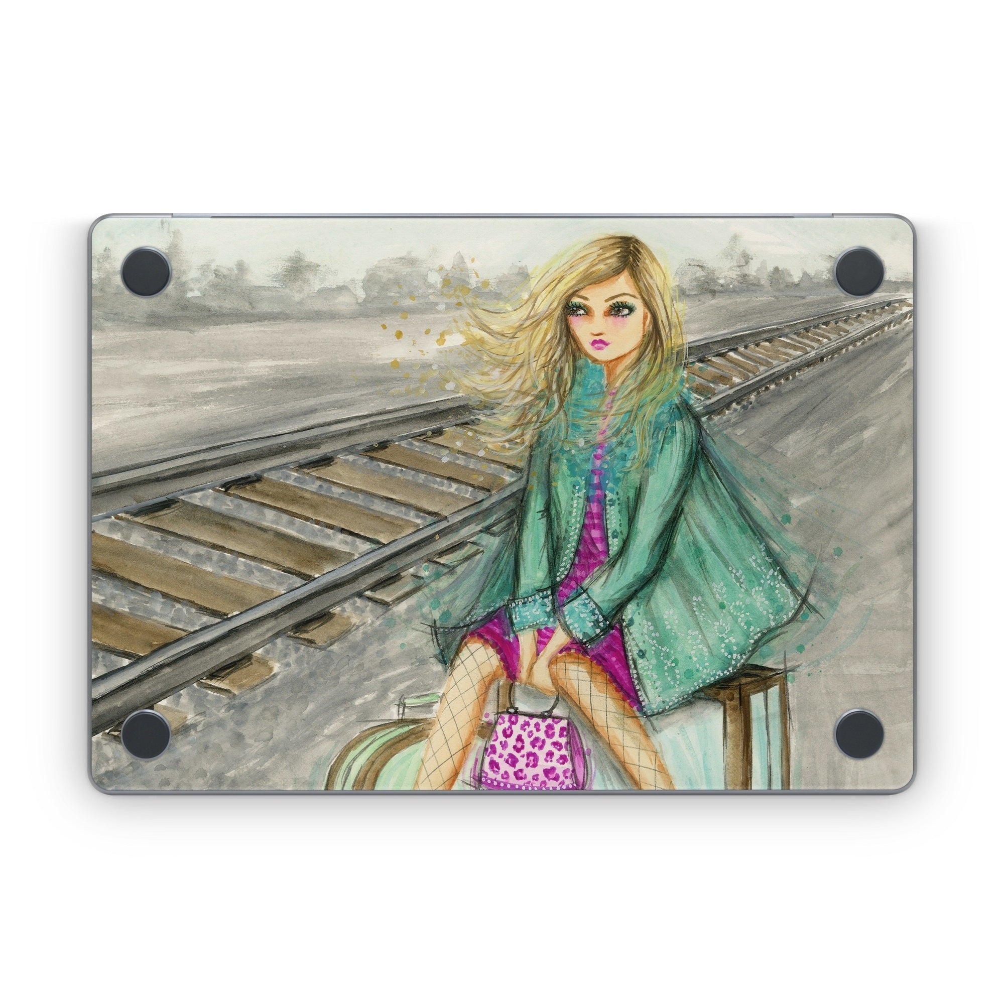 Lulu Waiting by the Train Tracks - Apple MacBook Skin