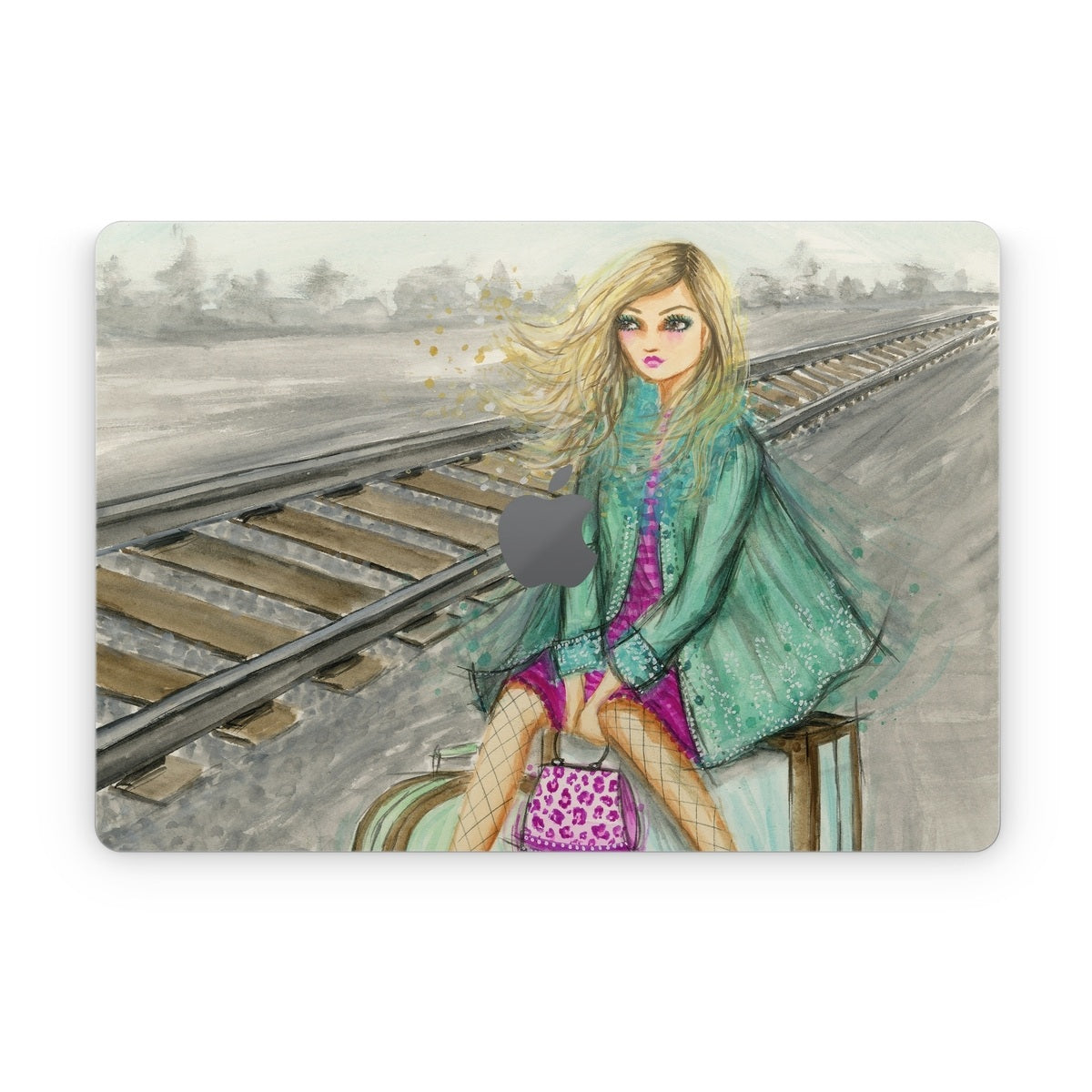 Lulu Waiting by the Train Tracks - Apple MacBook Skin