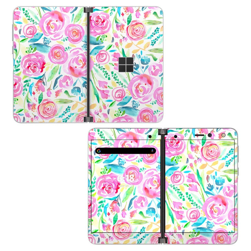 Watercolor Roses - Microsoft Surface Duo Skin