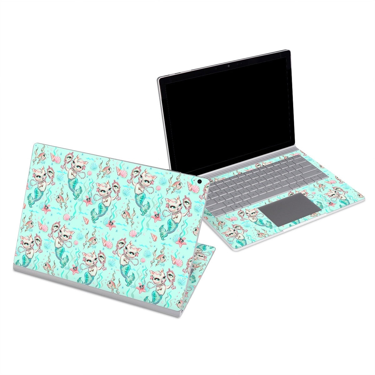 Merkittens with Pearls Aqua - Microsoft Surface Book Skin