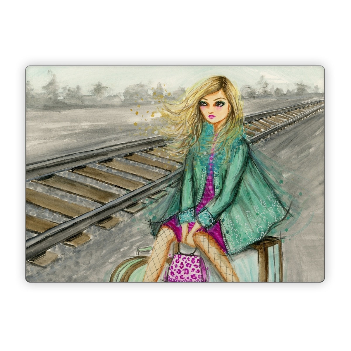 Lulu Waiting by the Train Tracks - Microsoft Surface Laptop Skin