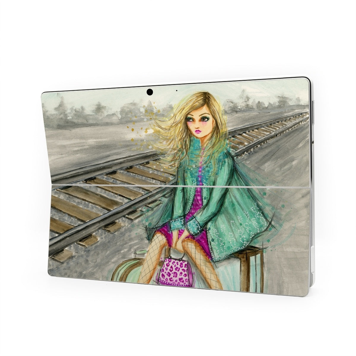 Lulu Waiting by the Train Tracks - Microsoft Surface Pro Skin