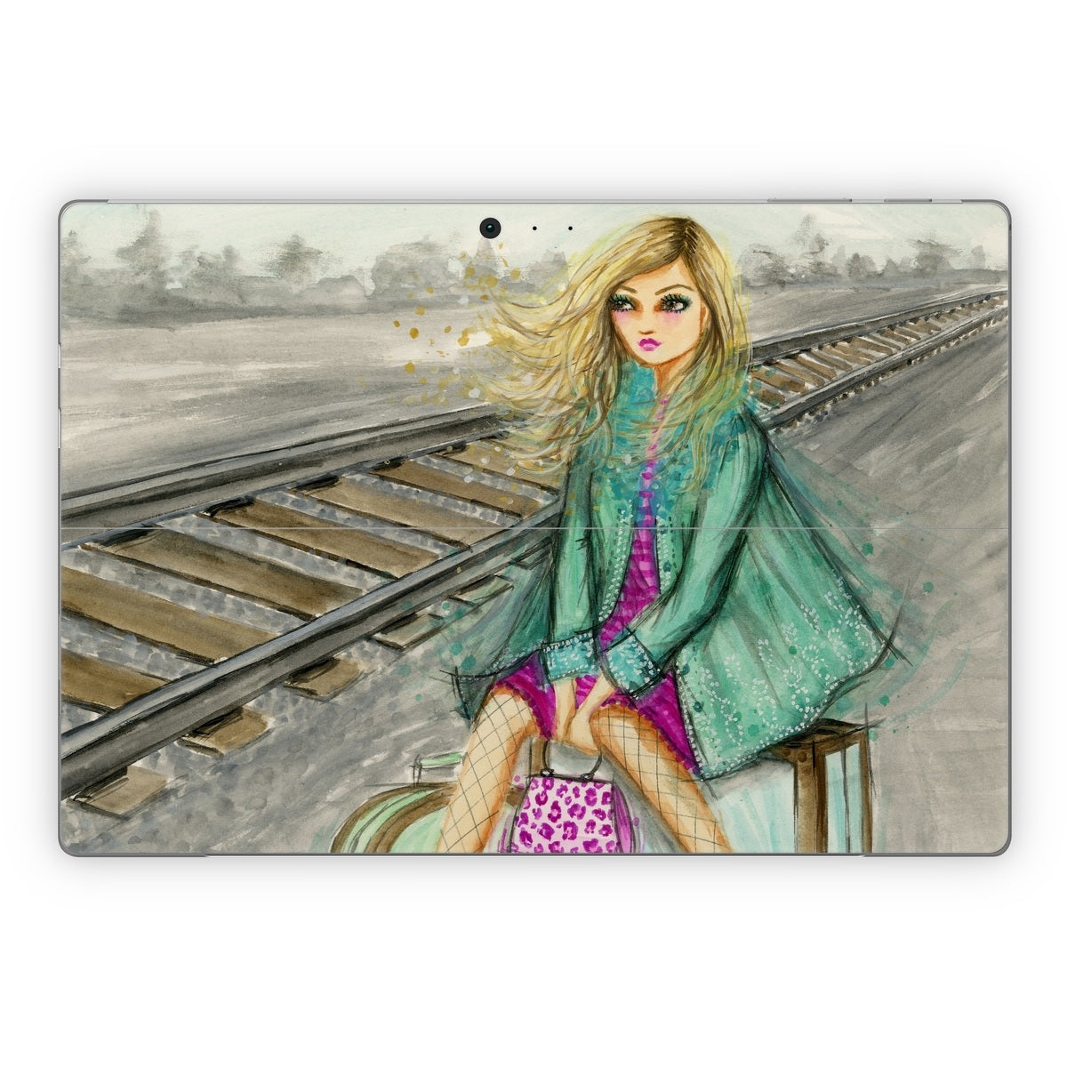 Lulu Waiting by the Train Tracks - Microsoft Surface Pro Skin