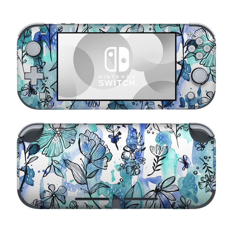 Blue Ink Floral - Nintendo Switch Lite Skin